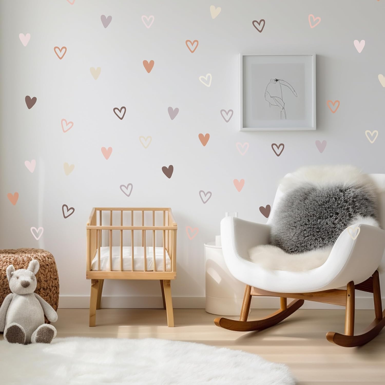 72psc Boho Heart Wall Stickers Girls Bedroom Removable Wall Decals Nursery Kids Decor