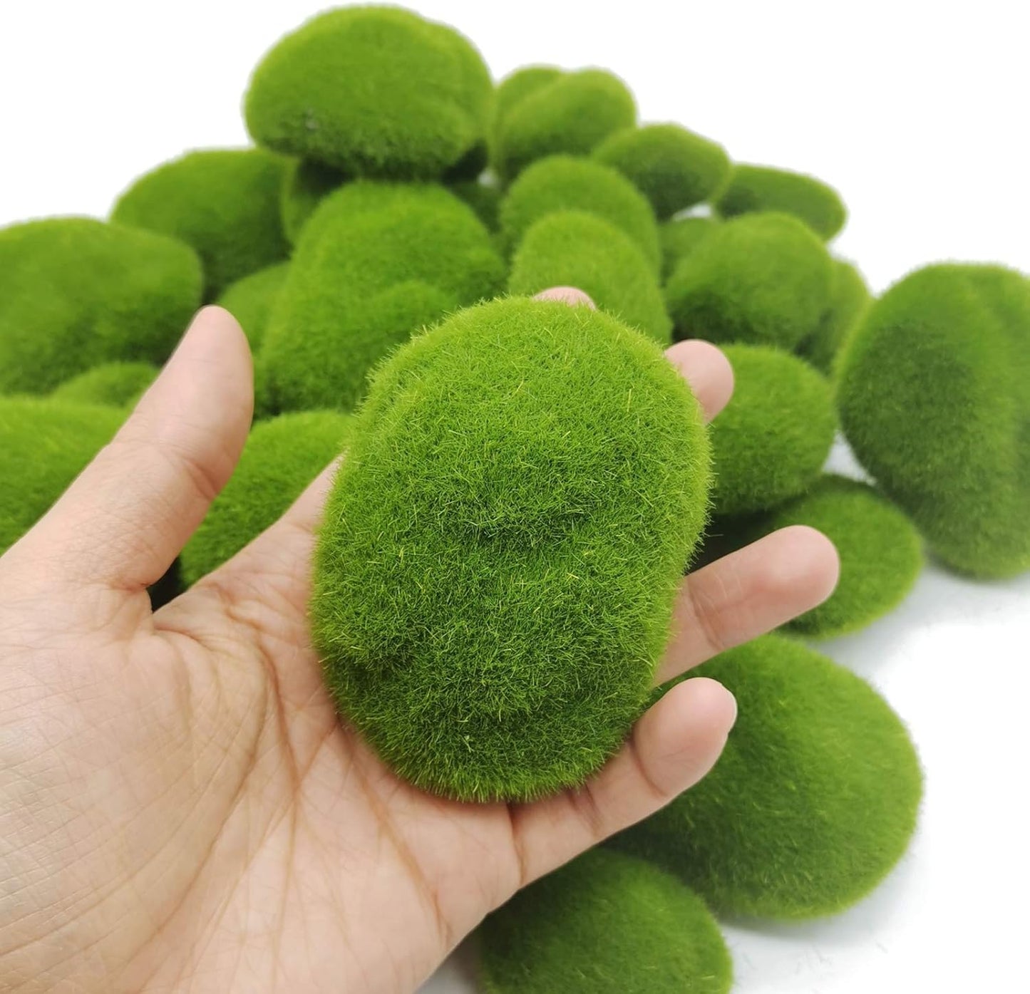 Artificial Moss Rocks / Green / Set of 40