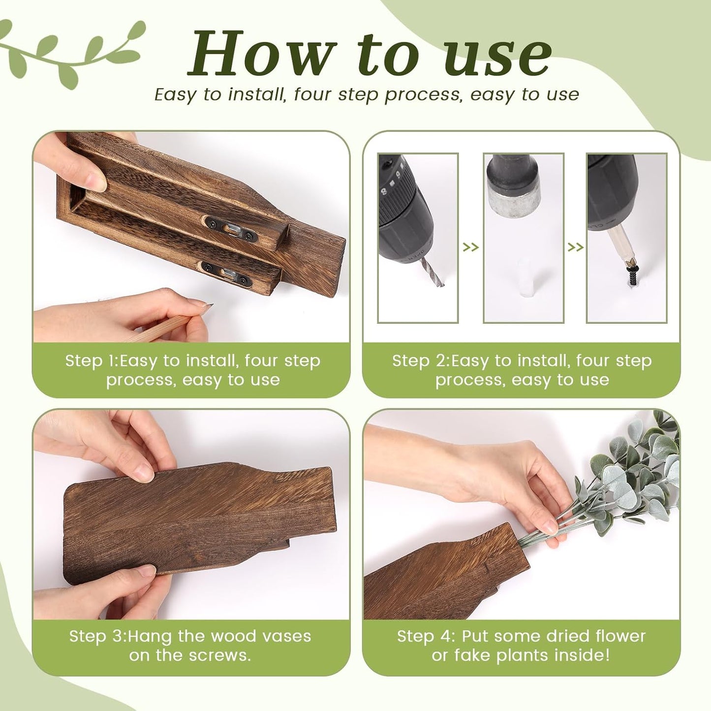 Wooden Wall Planter Vase / Set of 3