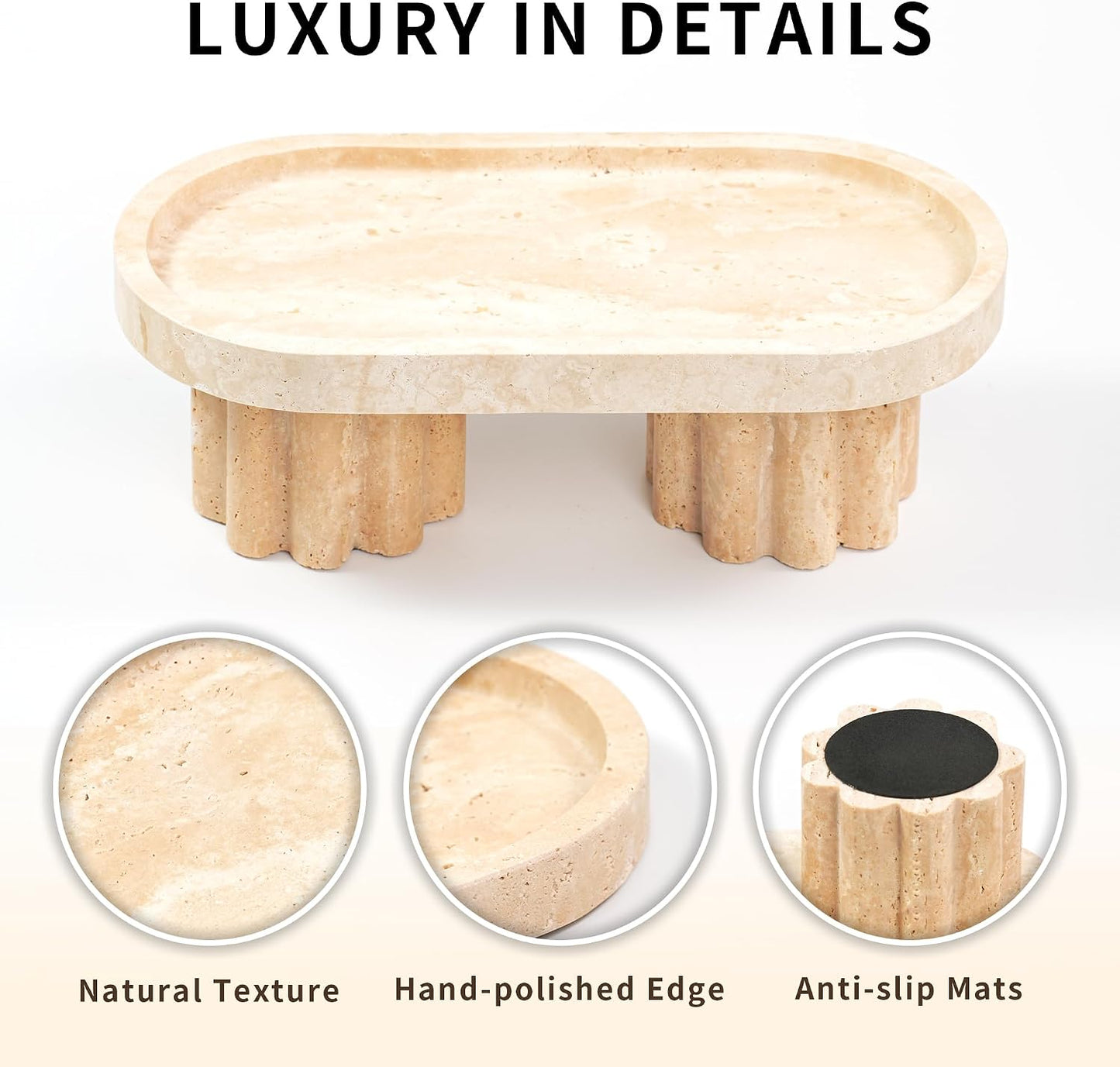 Travertine Marble Perfume Tray / 2leg-travertine