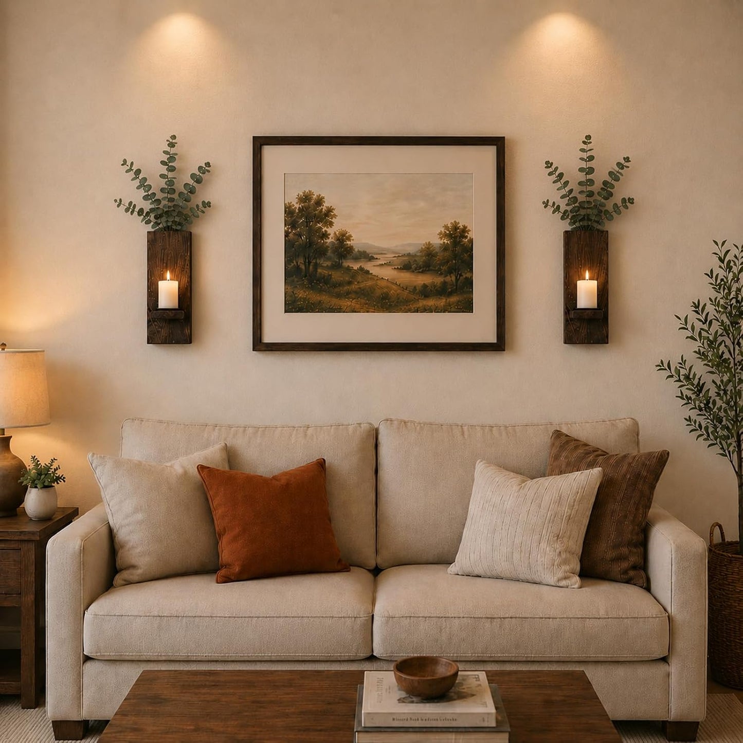 Farmhouse Wall Planter for Small Spaces / Dark Walnut / Set of 2