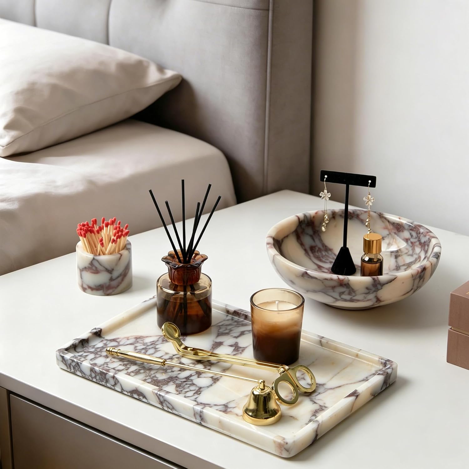 Rectangle Marble Tray / 11.8 x 7.8 x 0.7 / Rectangle-calacatta Viola / Natural