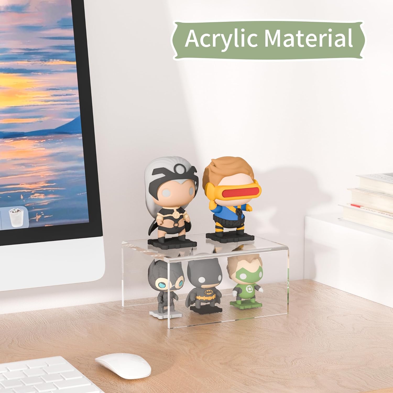 Desktop Rectangular Acrylic Tray Pedestal Stand / Clear / 6 x 4.7 x 3 / Set of 2