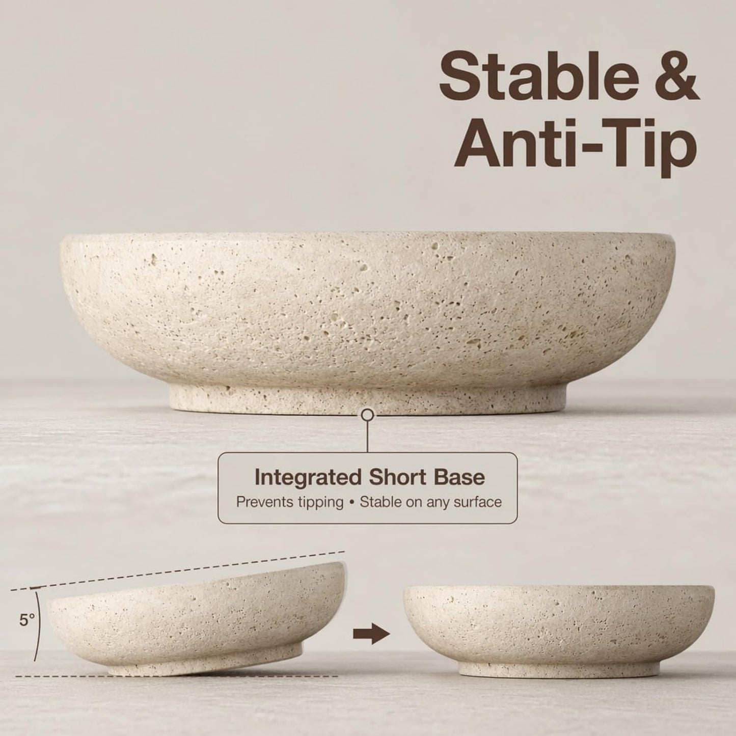 Travertine Decorative Bowl 7.8 / 7.8"*2.3 / Natural