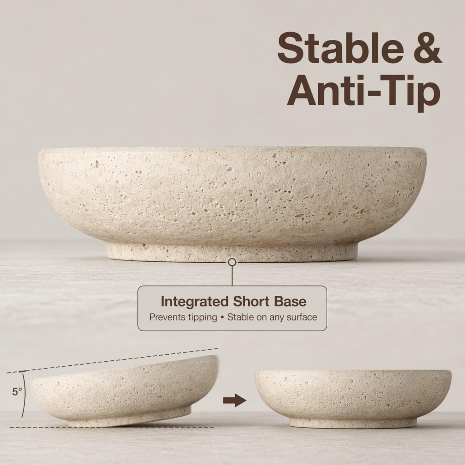 Travertine Decorative Bowl 7.8 / 7.8"*2.3 / Natural