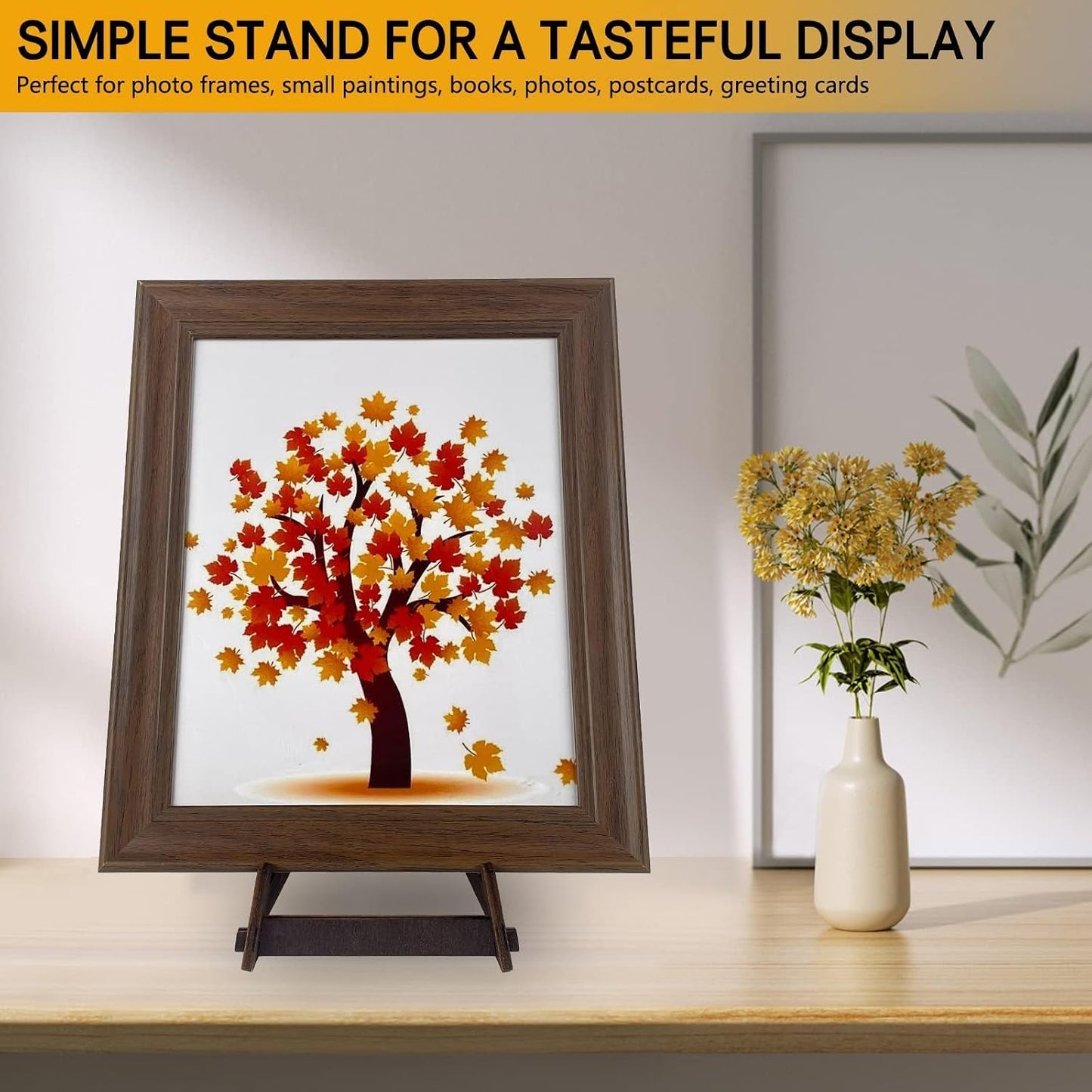 15.5 Inch Large Plate Stands for Display, Wooden, 1 Pack | Picture Frame Stand, Decorative Easel Plate Holder, Heavy