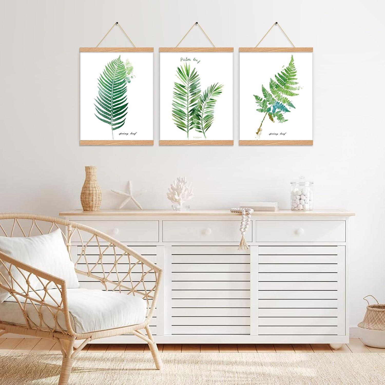 3 Pack Magnetic Poster Hanger Frame 18 inch Pine Color,18x24 18x12 18x28 Wood Magnet Frames Hanger for Photos Pictures
