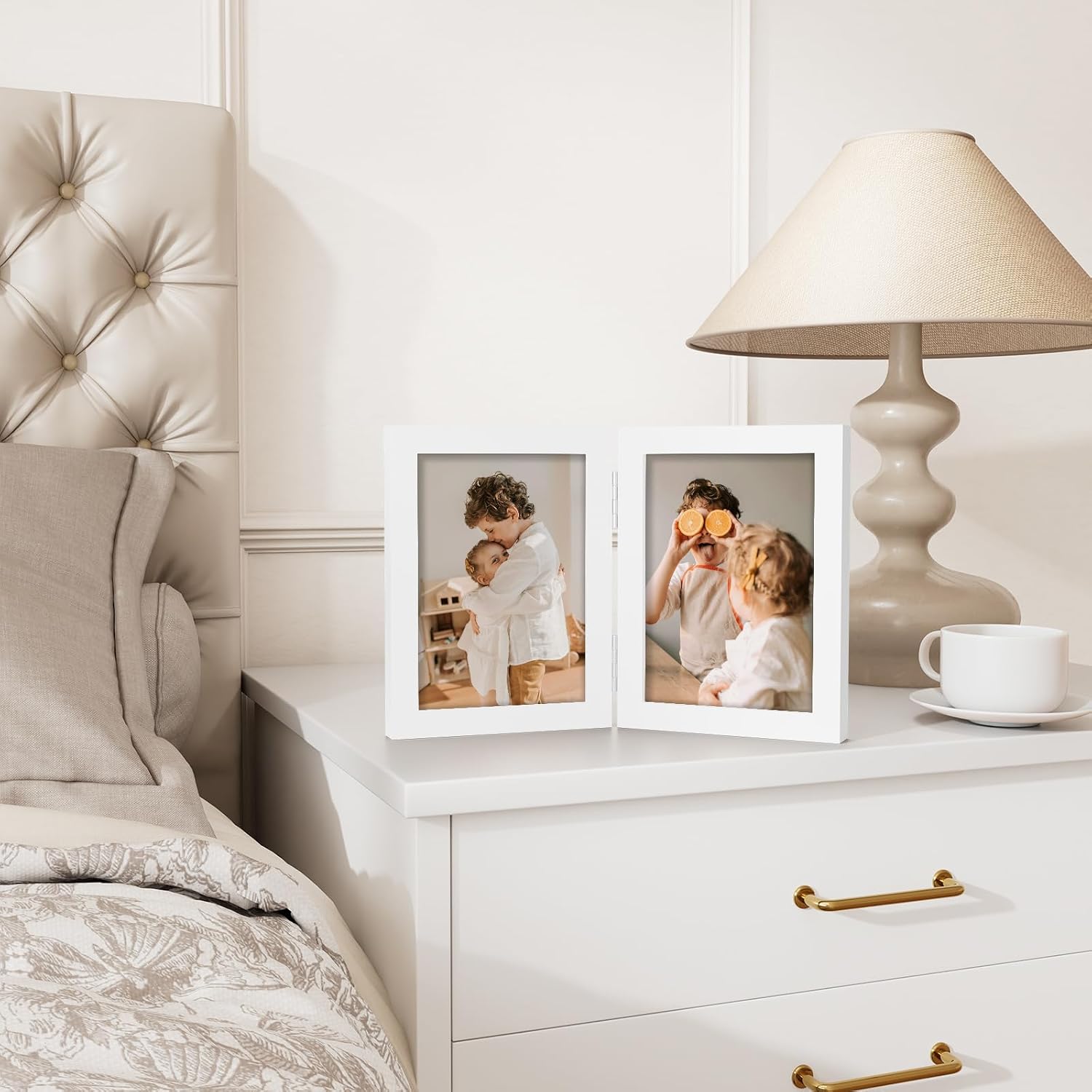 Double Picture Frame / White / 5 x 7