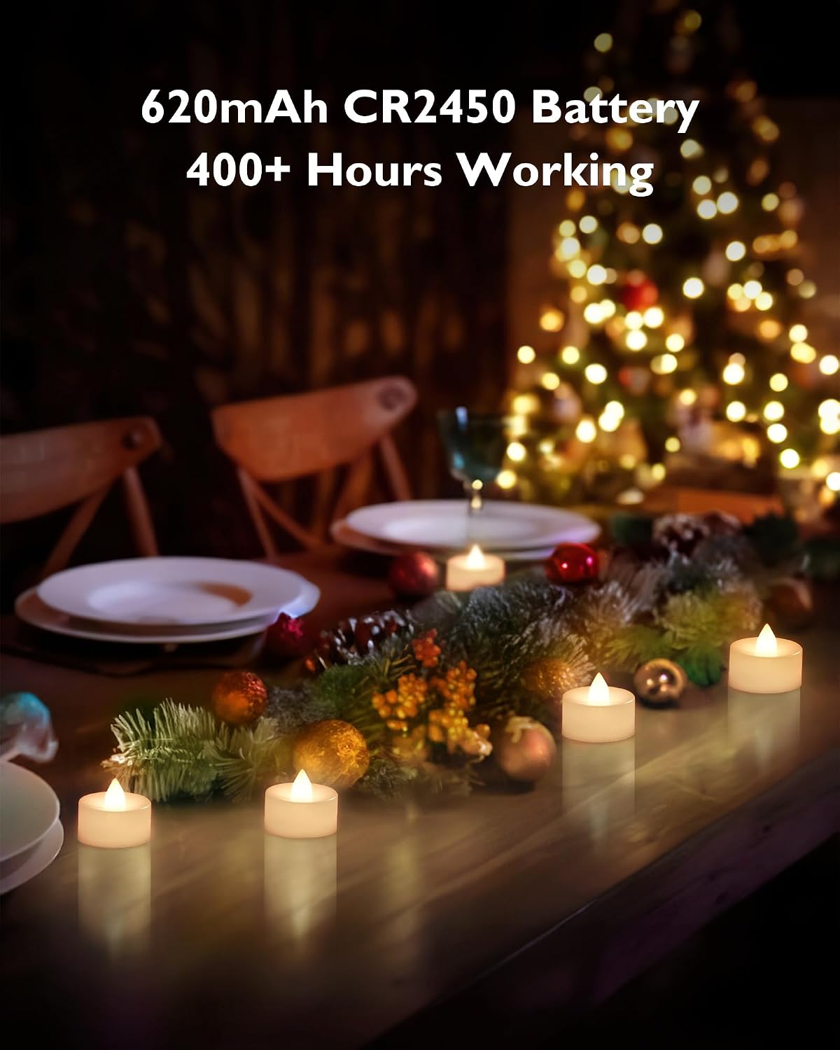 BEICHI 24Pcs Flameless LED Tea Lights with Remote & Timer,White Base,400Hrs | Flickering TeaLights Candles Battery