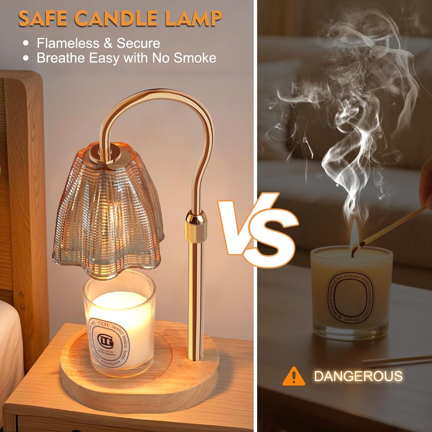 Candle Warmer Lamp with Timer & Dimmer, Candle Warmer Height Adjustable, Fits All Jar Scented Candles, Candle Lamp with