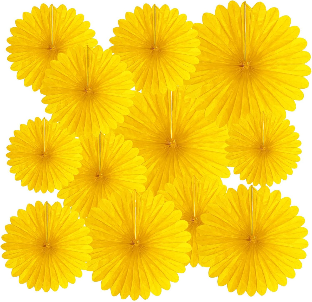 20 Pcs Golden Yellow Hanging Paper Fan, Hanging Honeycomb Round Paper Fans for Weddings, Birthdays, Christmas, Baby Showers, Classroom, Events Ceiling Party Supplies Decorations