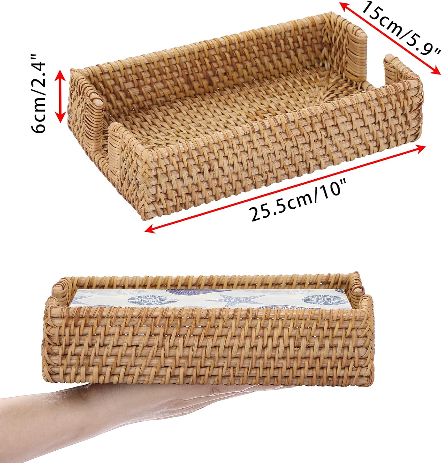Rattan Napkin Holder / Wicker Bathroom Napkin Holders Tray Decorative Guest Towel