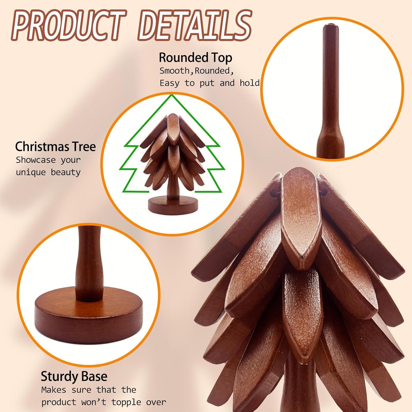 4 Wooden Trivets + 1 Stand / Walnut Wood