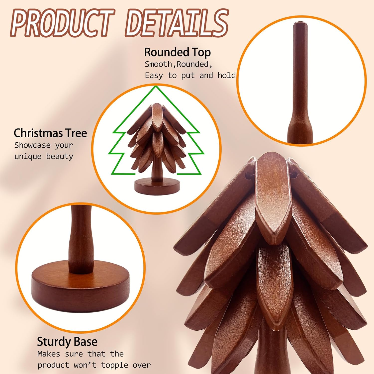 4 Wooden Trivets + 1 Stand / Walnut Wood