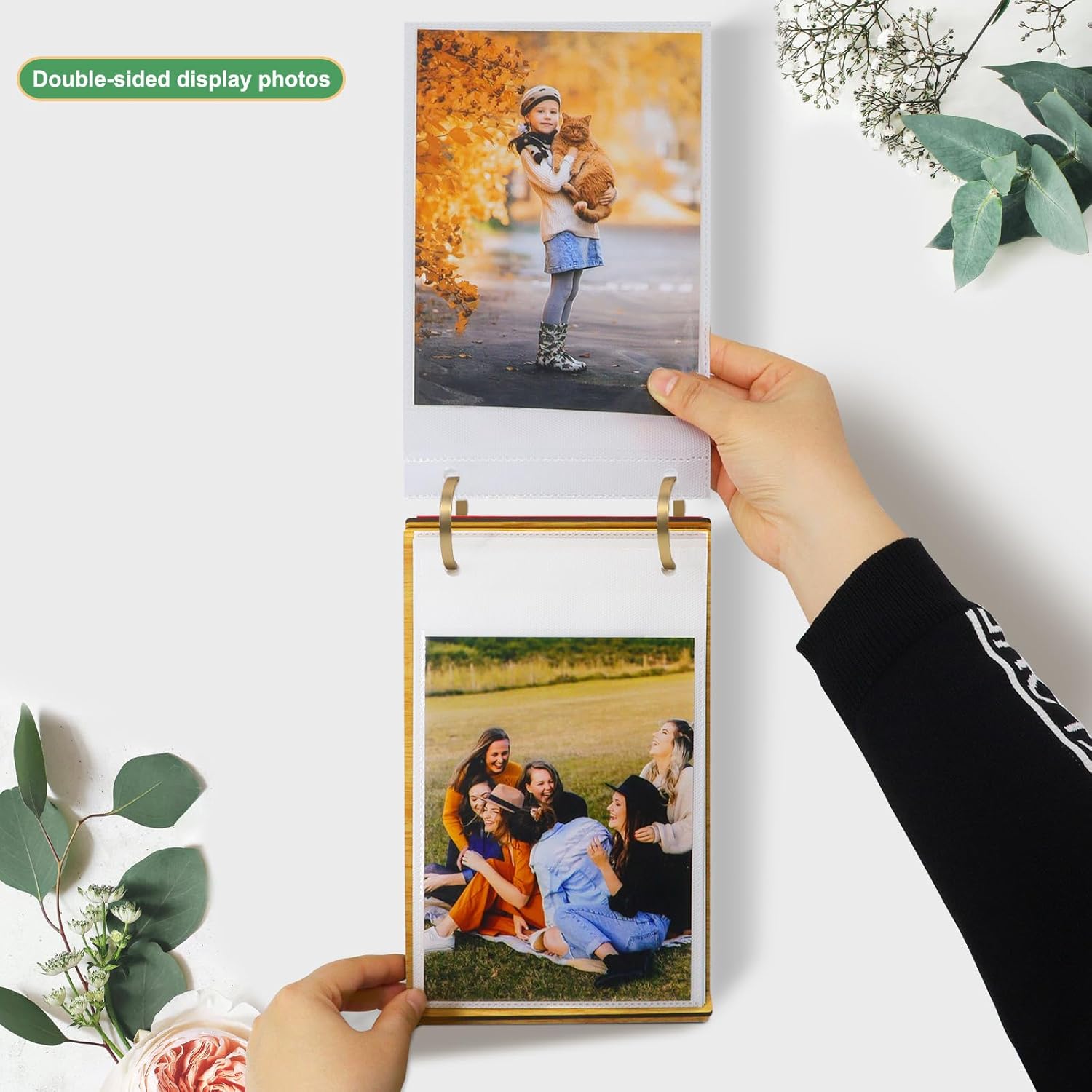 Photo Frames Wooden Flip Photo Album Pictures on Stand Vertical Display for Tabletop / 5 x 7