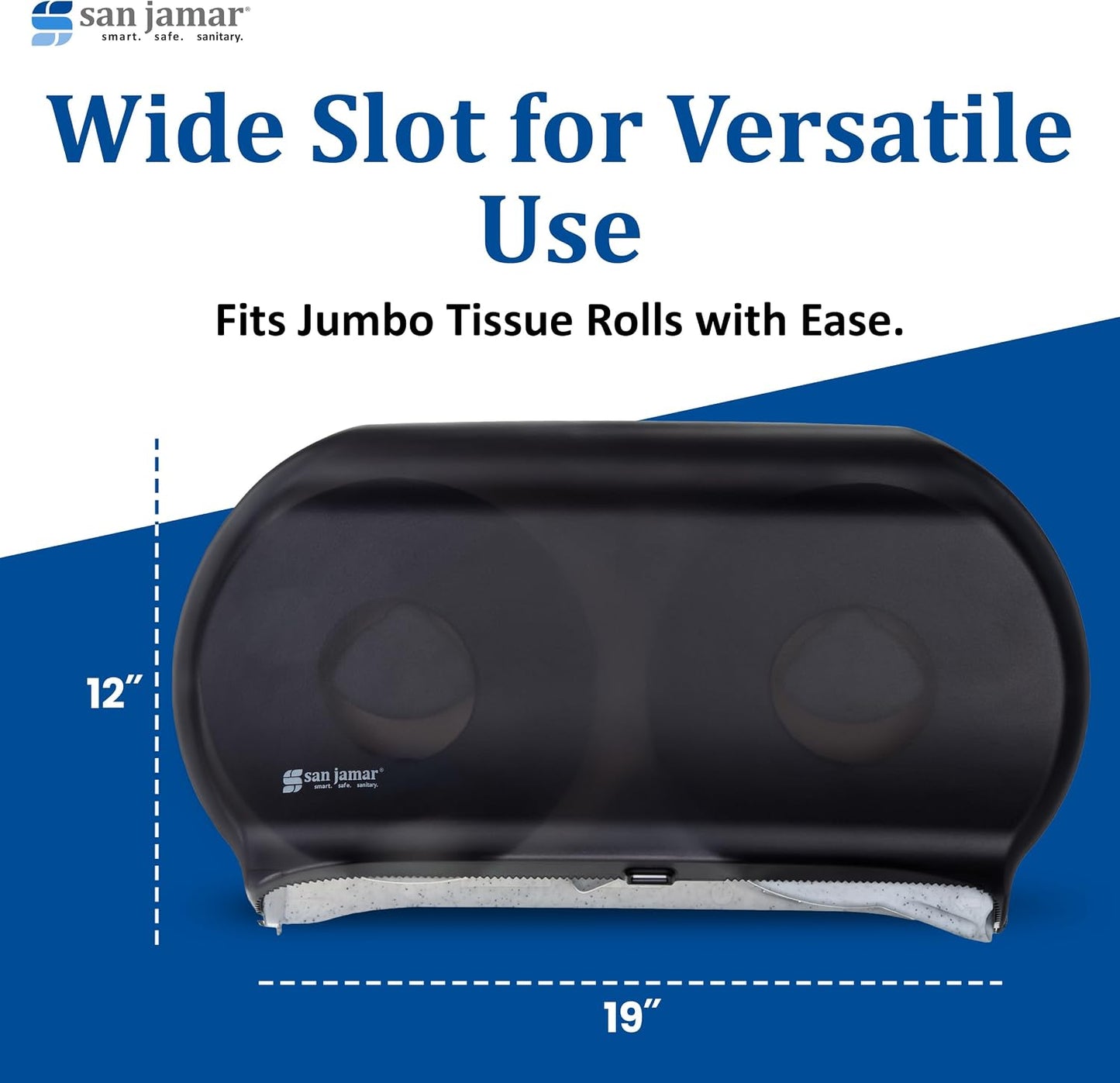 San Jamar Classic Bath Tissue Dispenser – Twin 9", Jumbo Bath Tissue Holder for Bathroom, Dual-Roll System