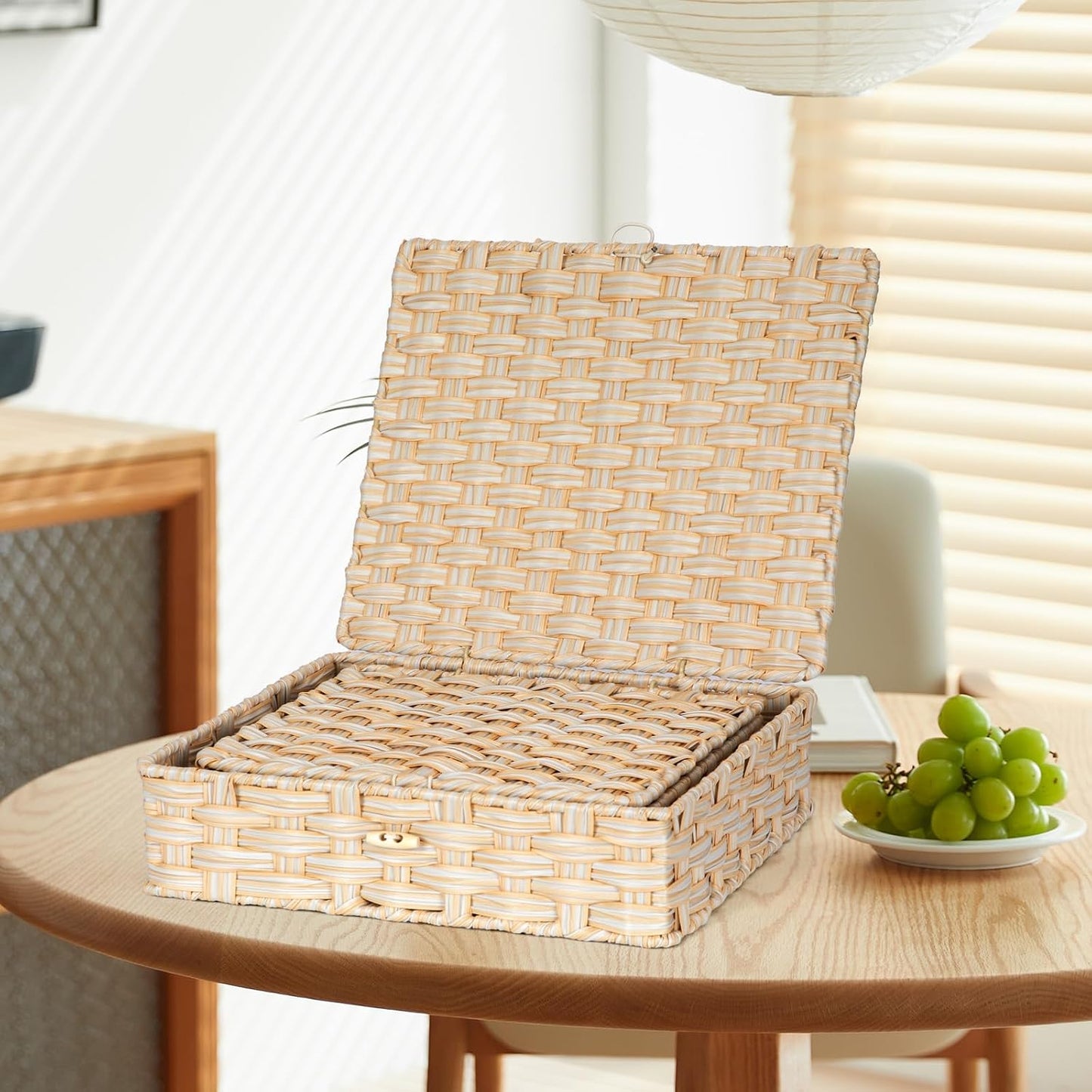 Woven Rattan Organizer Bins / Beige / Set of 2