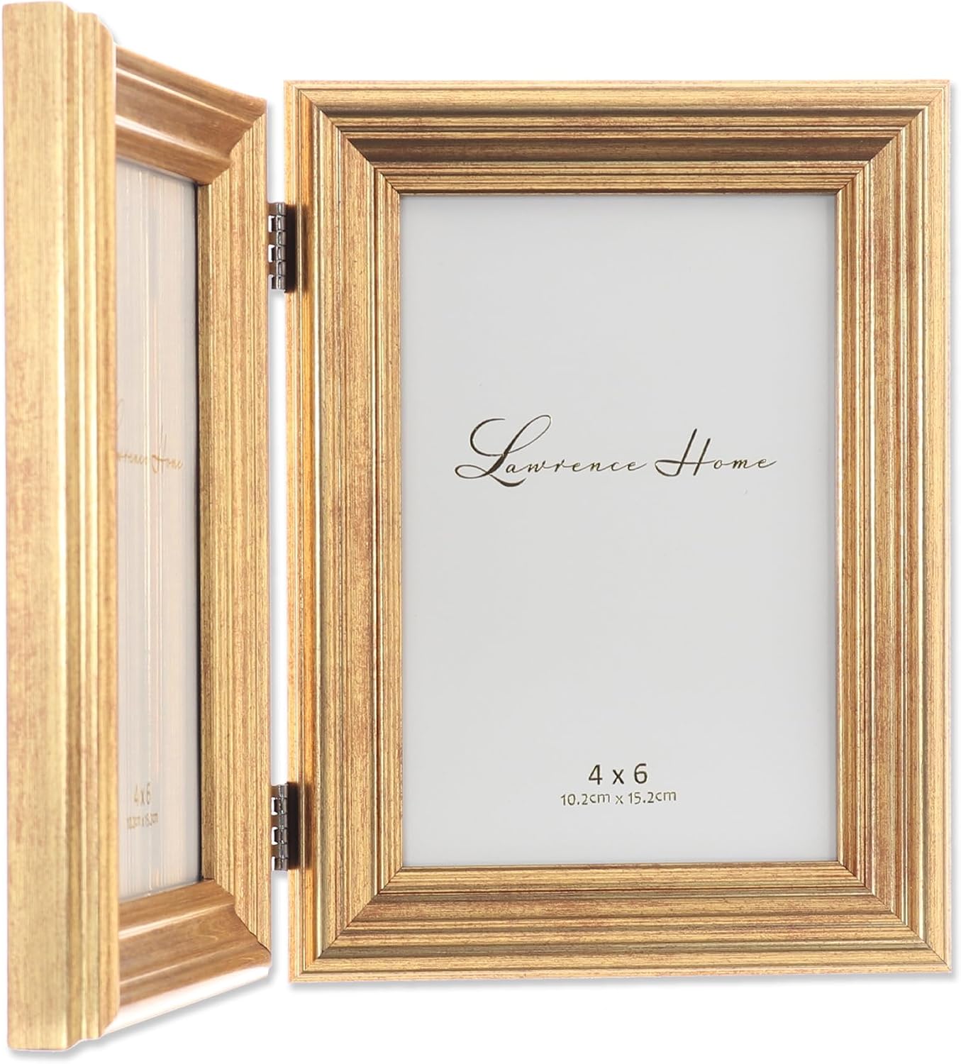 Lawrence Frames 4x6 Hinged Double Sutter Burnished Gold Picture Frame