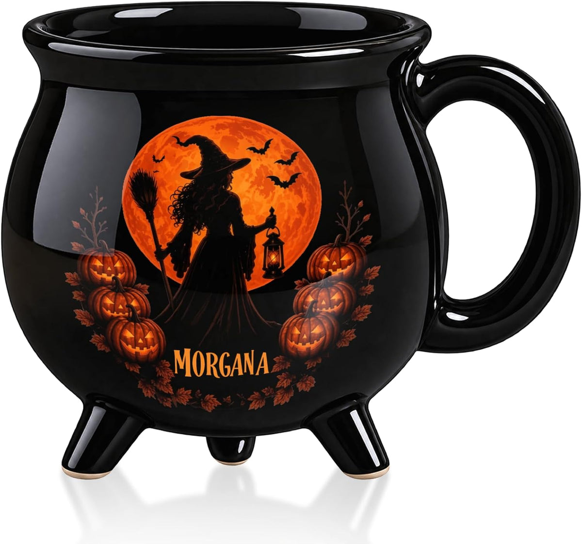 PMU Halloween Cauldron 10" Witch Plastic Cauldron bowl Black, For Halloween Décor