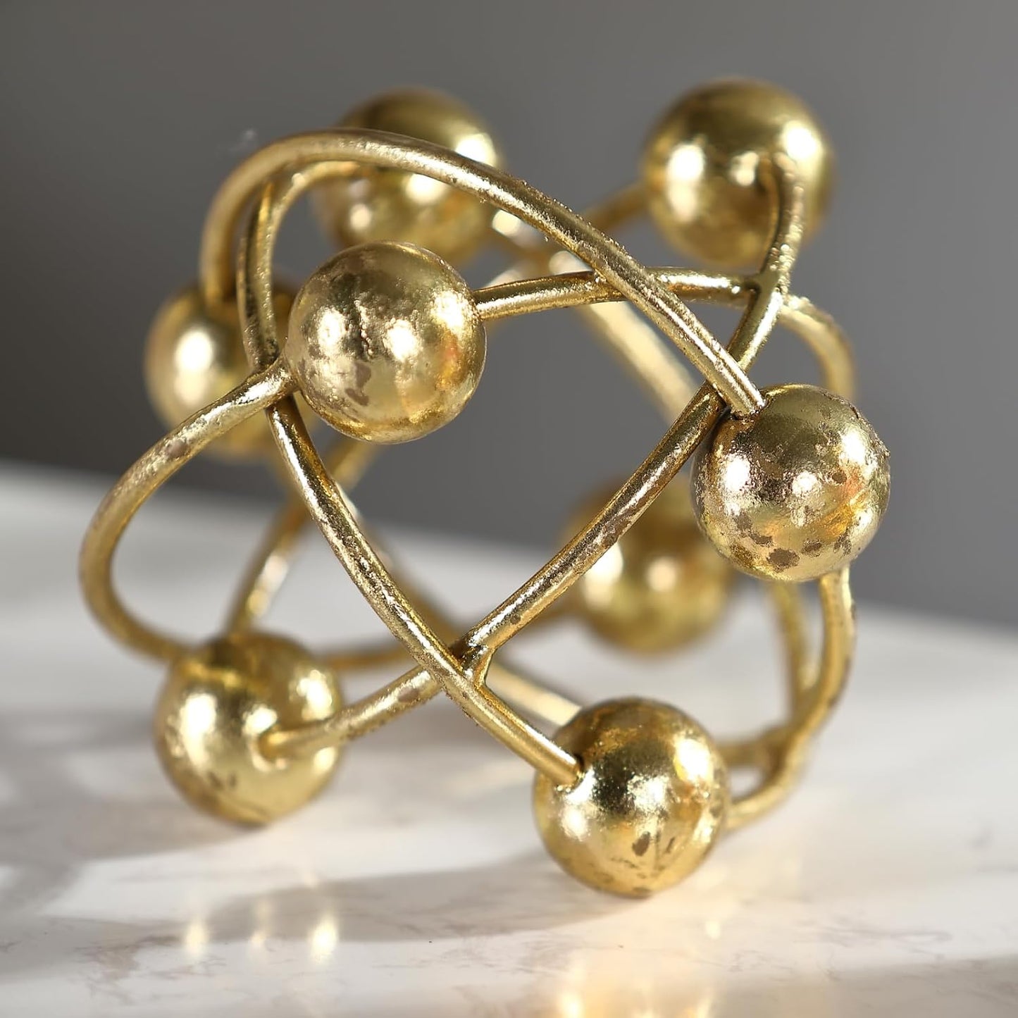 6- Metal Round Orbital Sphere / Modern Orbital Sphere / Gold