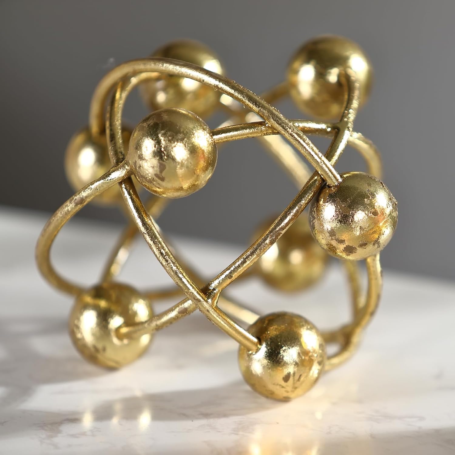 6- Metal Round Orbital Sphere / Modern Orbital Sphere / Gold