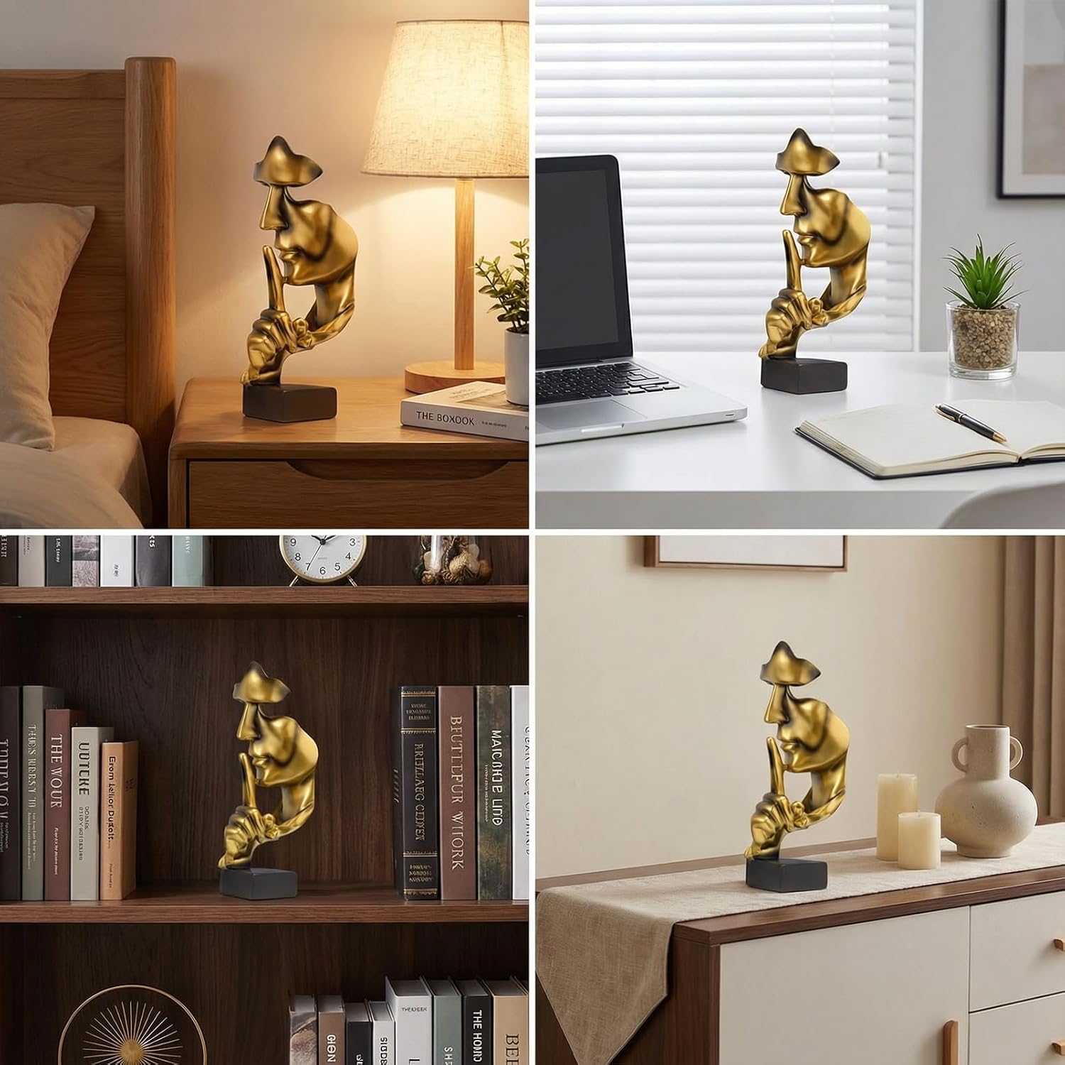 Abstract Face Statue / Golden Silence Figurine