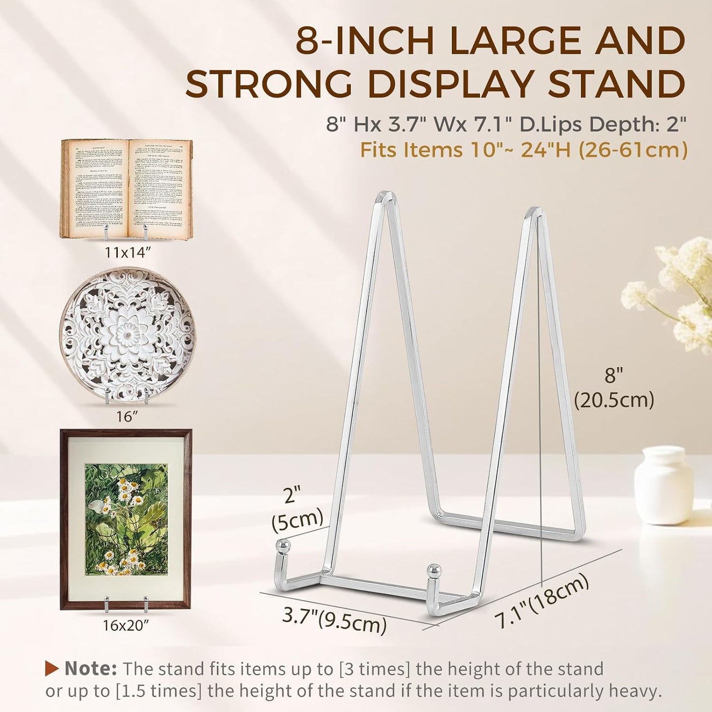 Metal Plate Stands for Display / Silver / 8 Inch