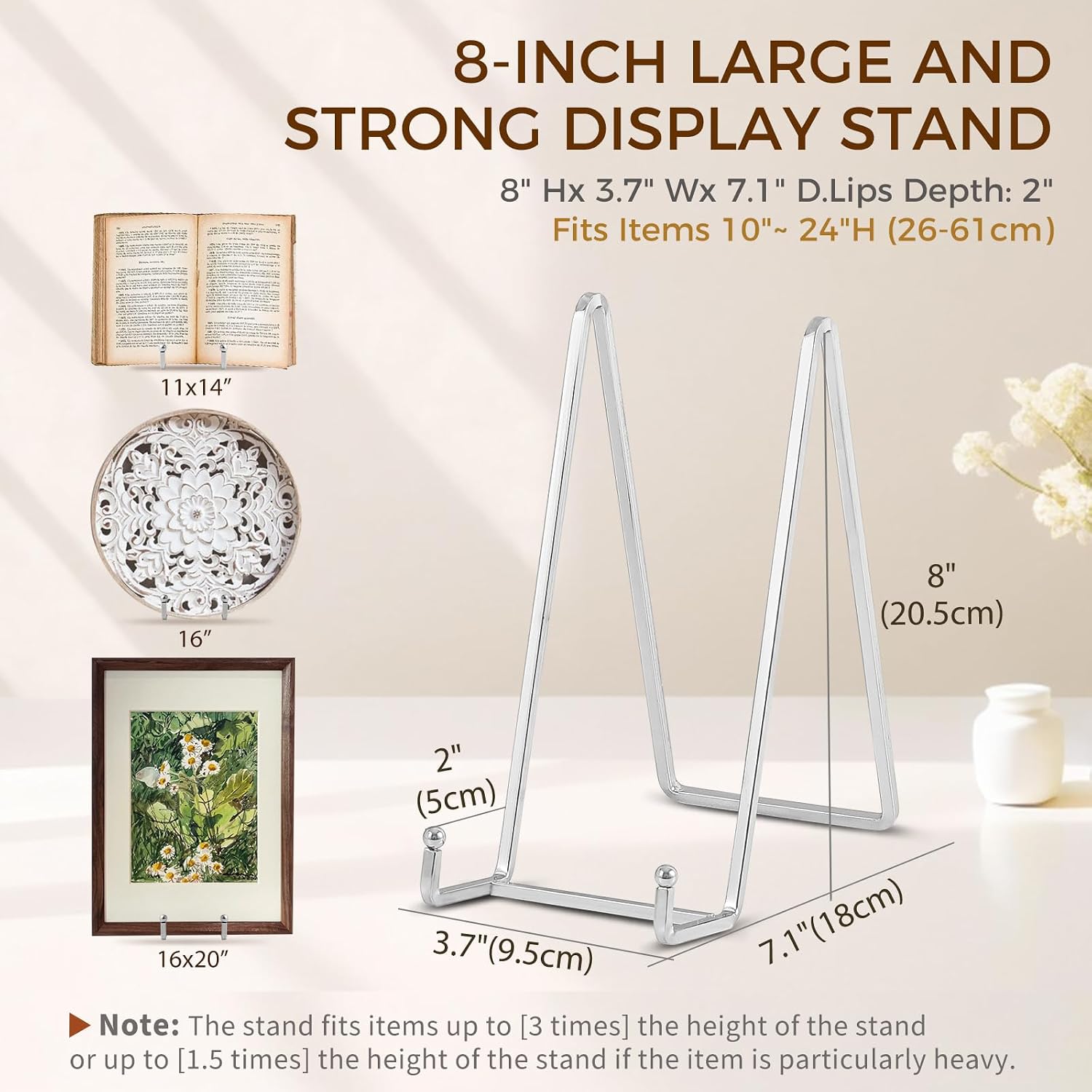 Metal Plate Stands for Display / Silver / 8 Inch