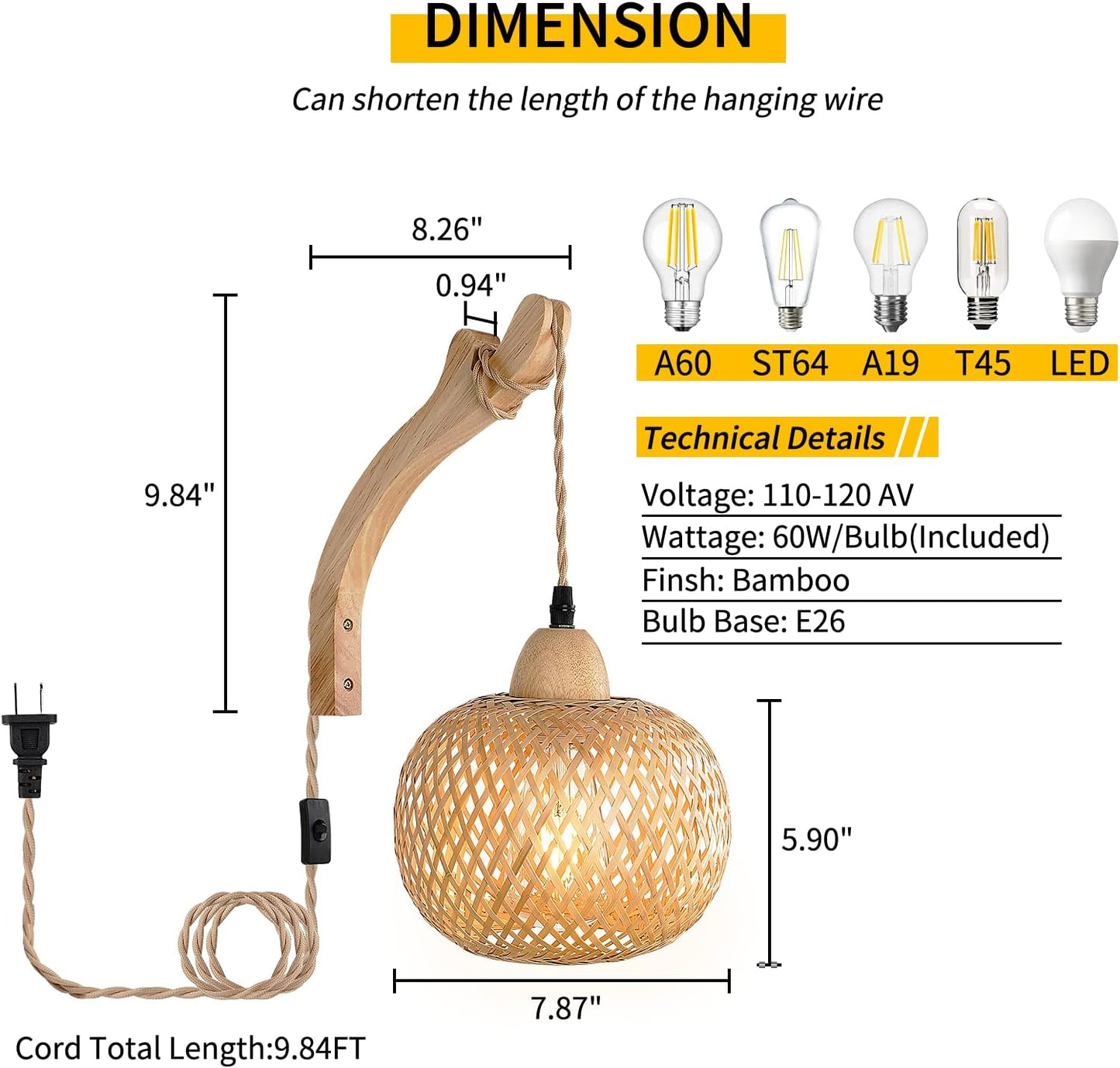 Boho Wall Lamp / Orange