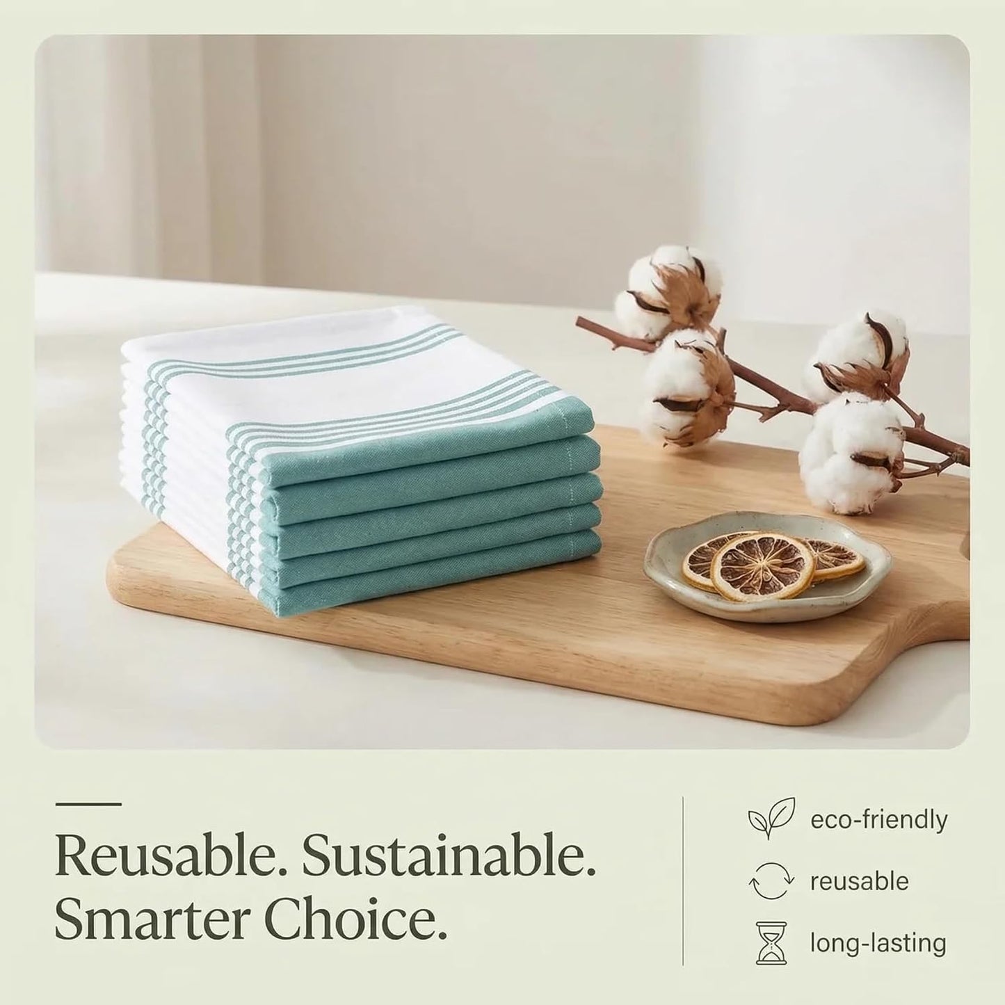 Urban Villa Kitchen Towels Cotton Dish Towels 20”x30” (Set of 6) Aqua