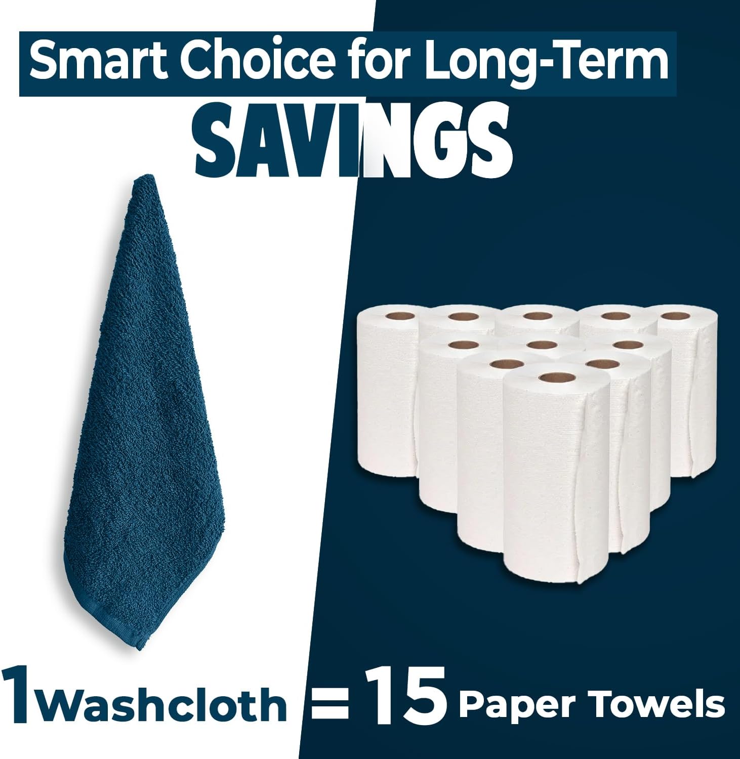 DAN RIVER 24 Pack Cotton Wash Cloths Set for Showering [12x12] Blue Opal | Lighter Weight, Quick to Dry, Super Soft &
