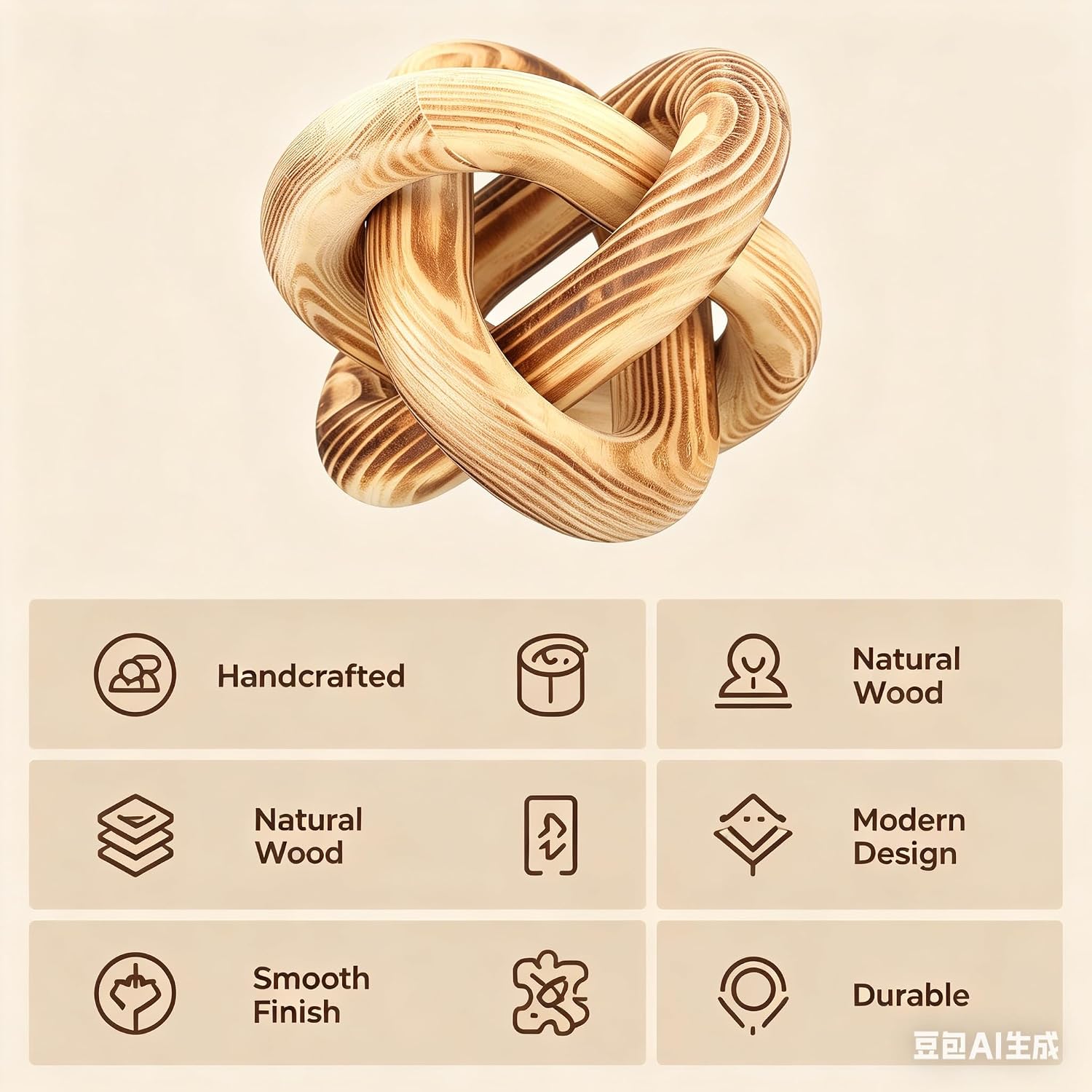 Wood Knot Chain Link Decor / Burn Color