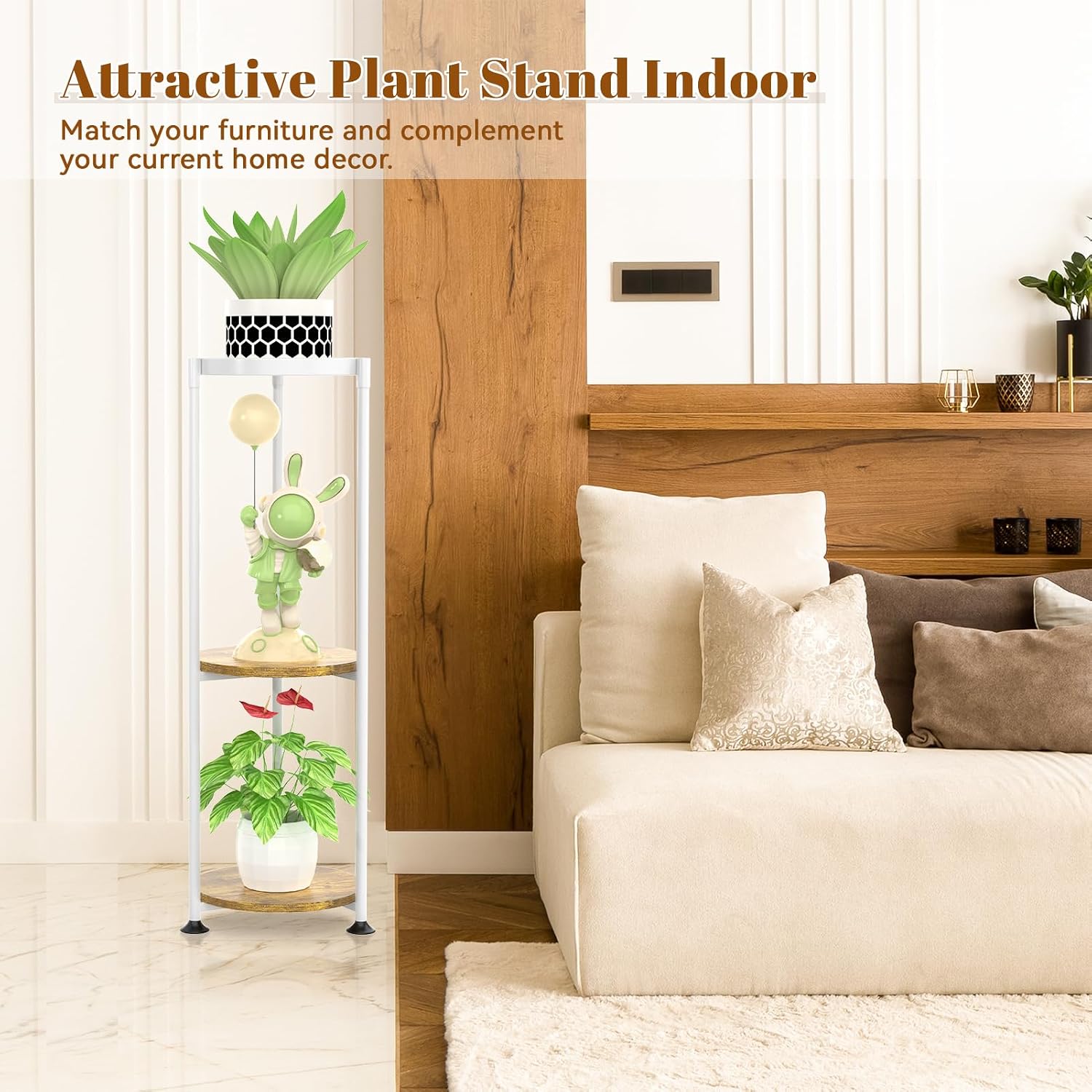 KMOTASUO Metal Plant Stand Tall for Indoor Outdoor Corner, 3 Tier White | Heavy Duty Flower Holder Rack, Modern