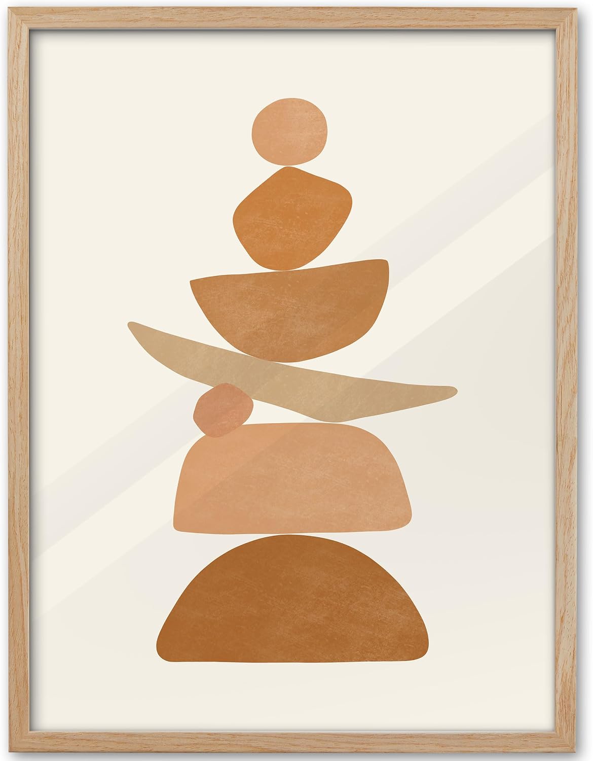 KensTro 12x16 Oak Framed Beige Boho Christian Abstract Wall Art