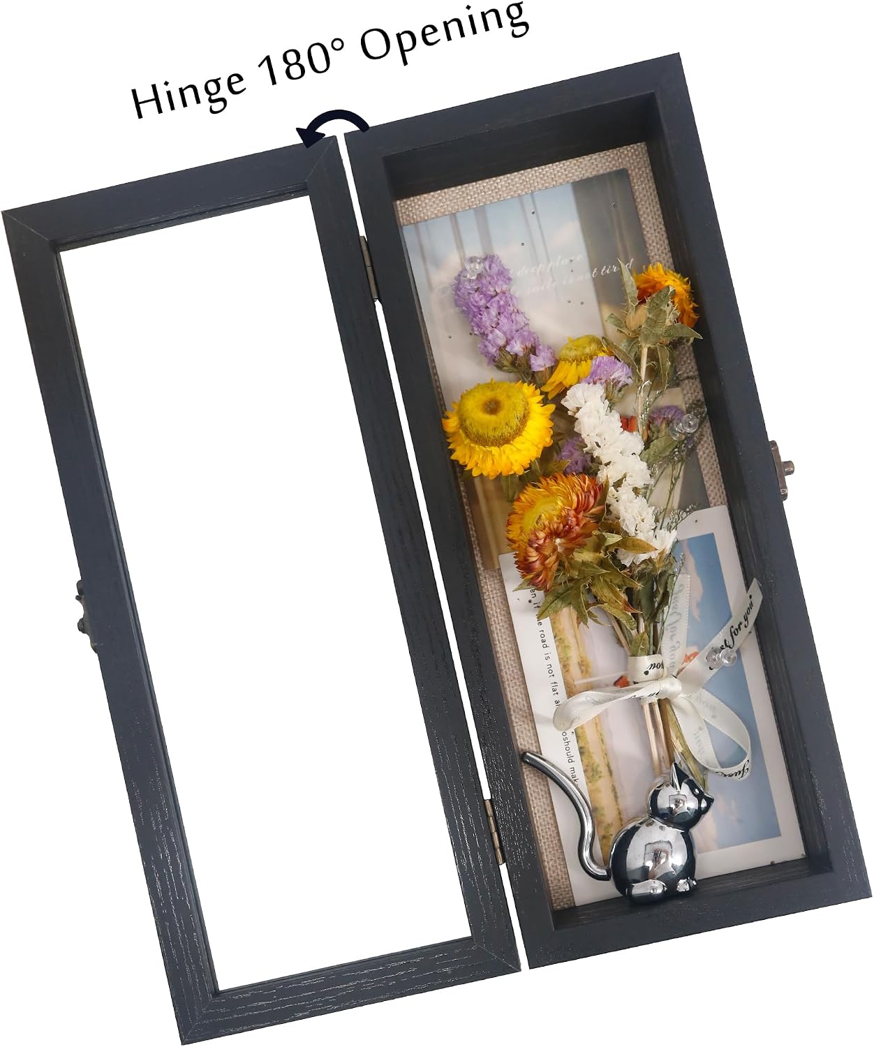 5x12.5 Wall Mounted Shadow Box Frame with Real Glass,Black | 1.5in Display Case for Collectibles,Pictures,Pet