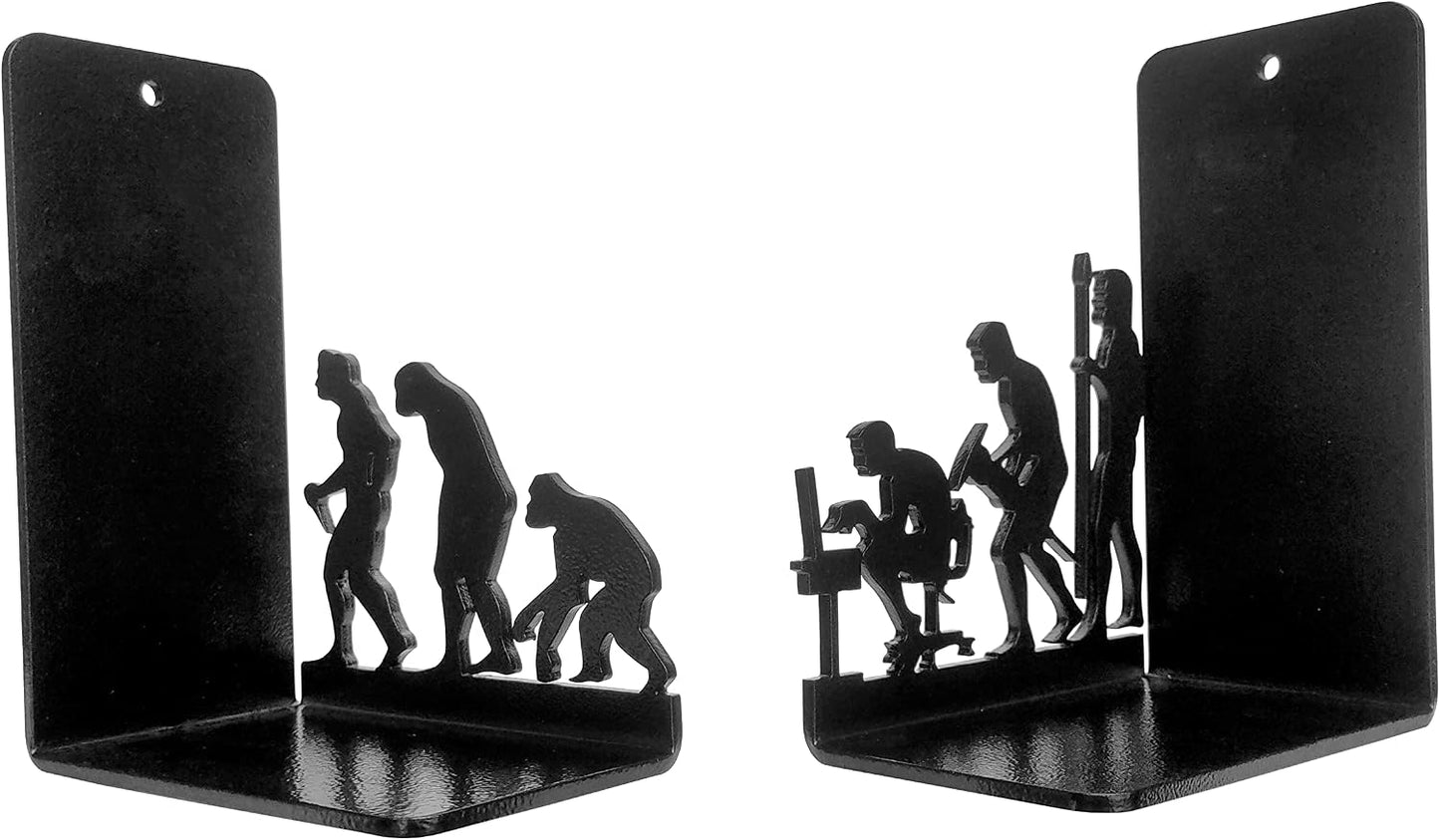 Human Evolution Decorative Metal Bookends for Heavy Books and Library