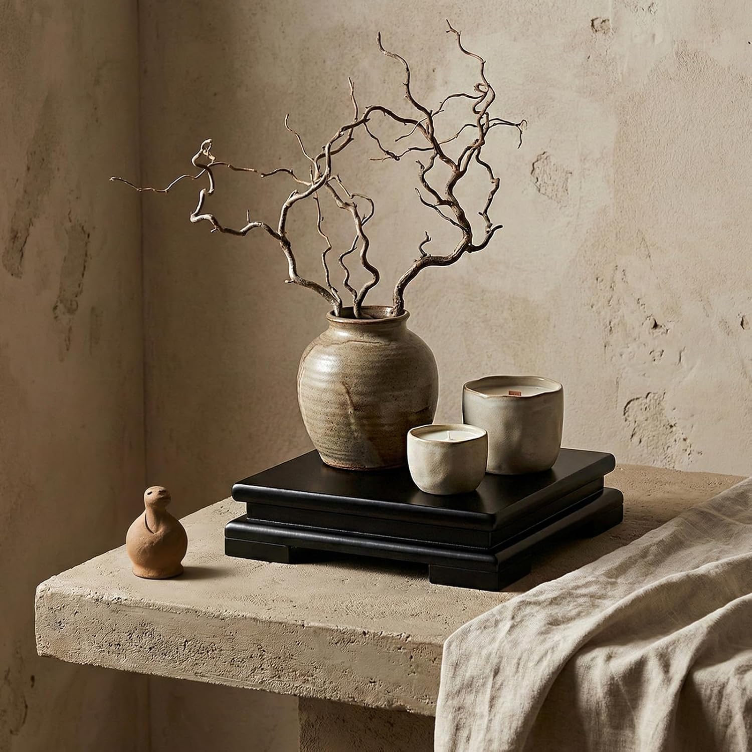 Square Wooden Display Stand / Black / Set of 2