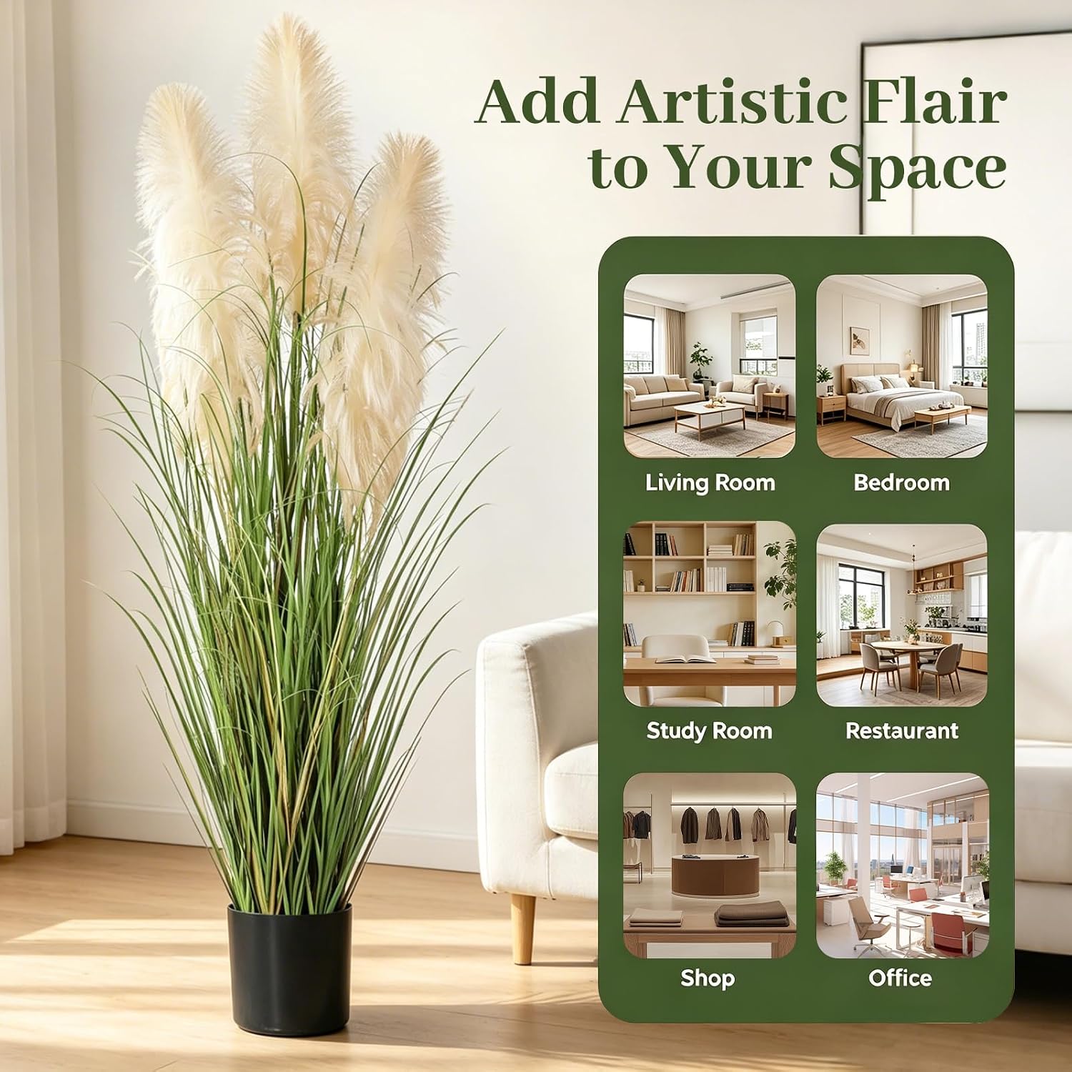 Boho Fake Onion Grass Plant Indoor Outdoor / 5ft-1 / 5 Inch