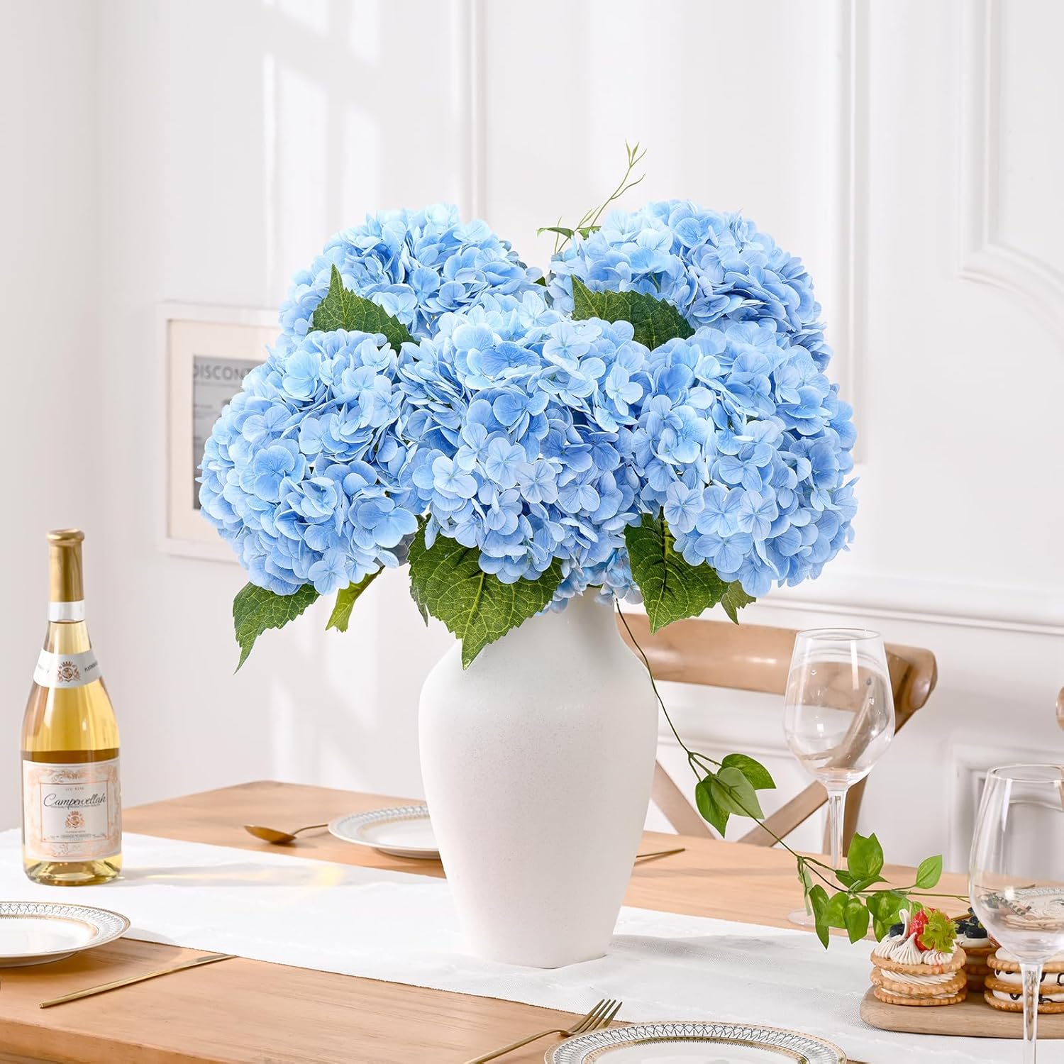 Full Latex Faux Hydrangea Flowers / Blue / Set of 3