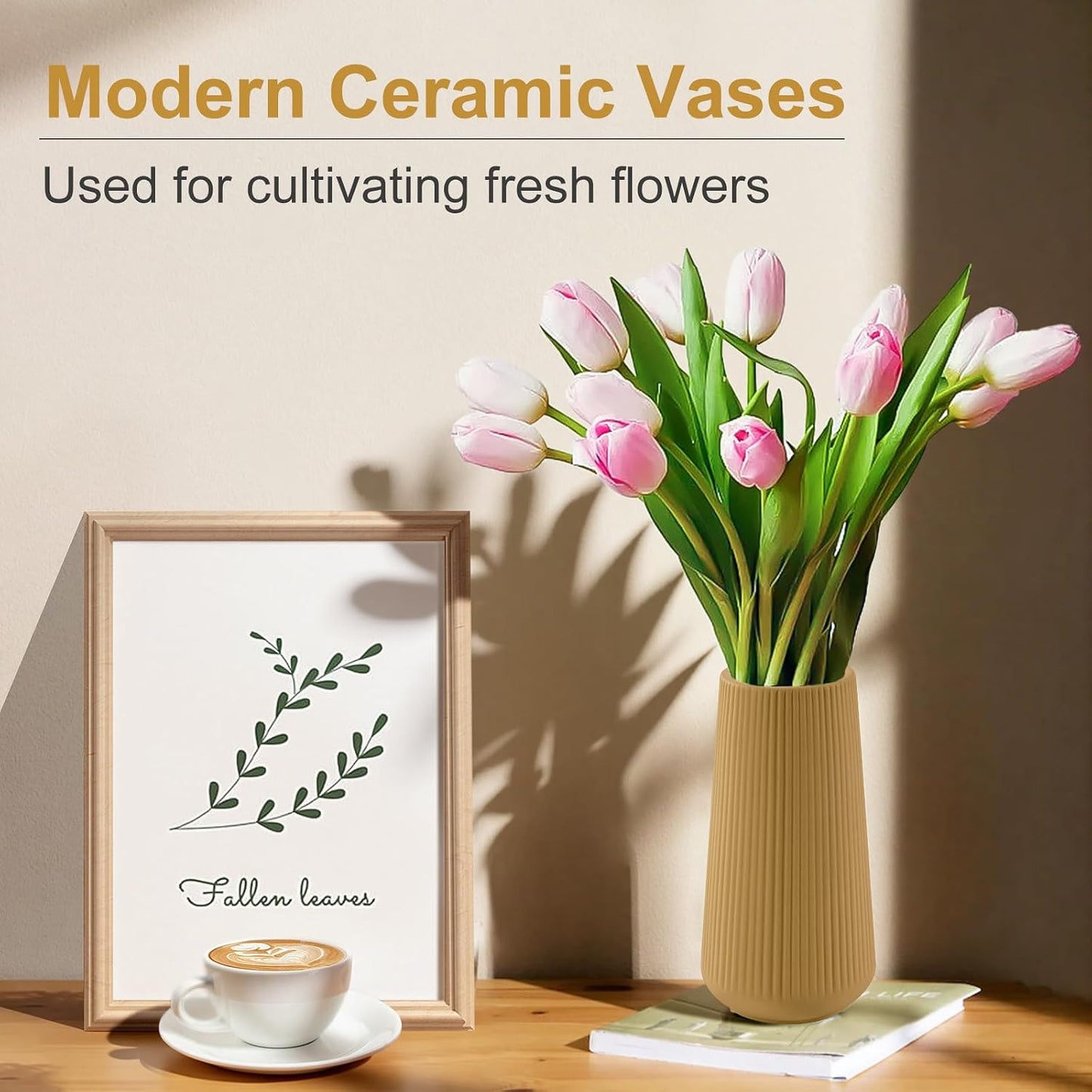 Ceramic Vase / Small Flower Vase for Pampas Grass / Milk Coffee