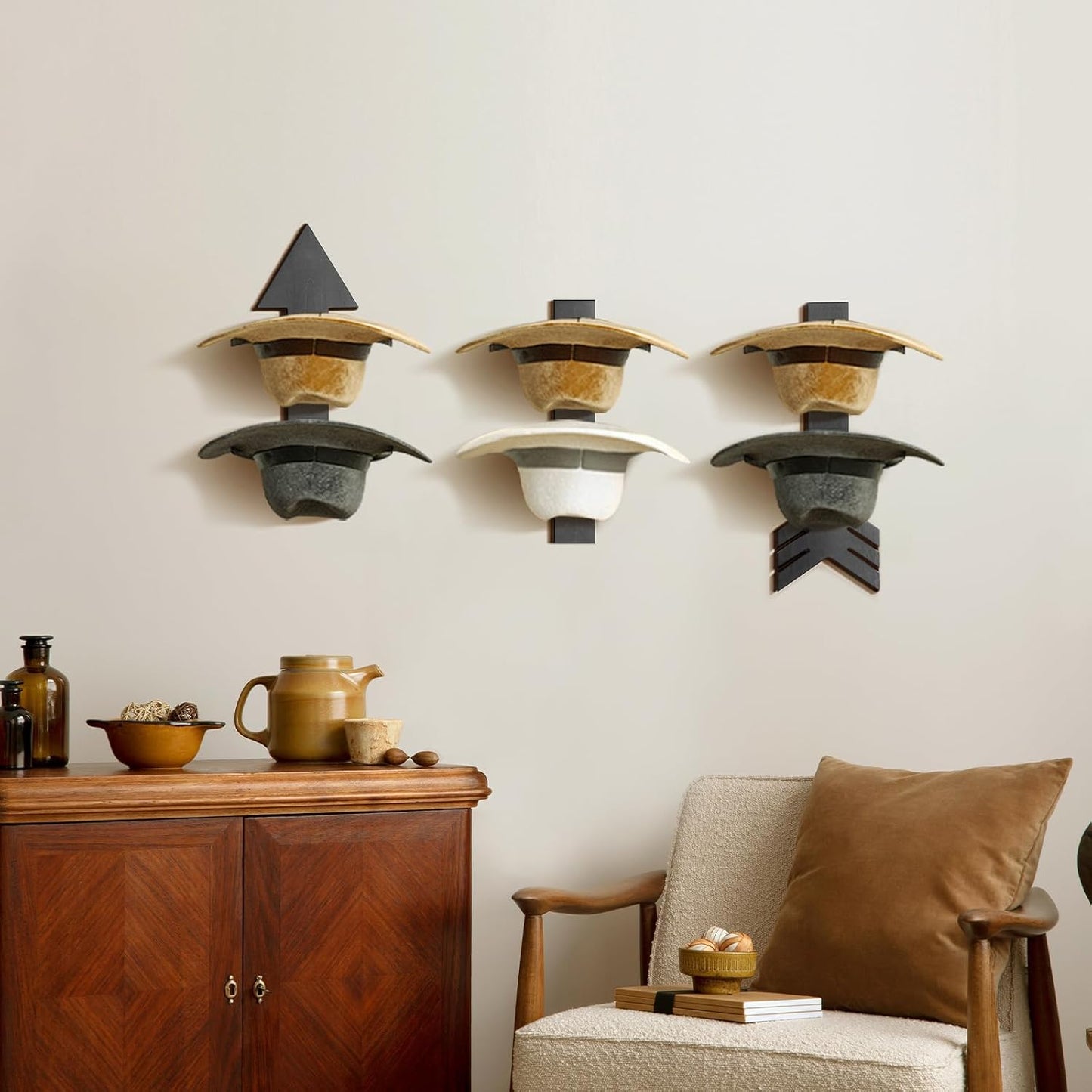 Cowboy Hat Holder for Wall, Cowboy Hat Rack Arrow Wood for Bedroom | Western Wall Decor for Entryway Closet Living