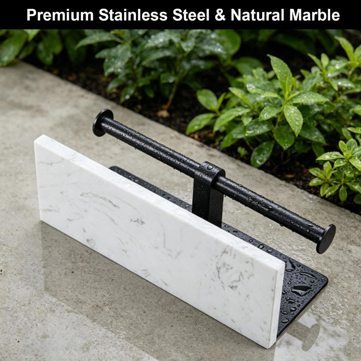 Matte Black Toilet Paper Holder Wall Mount, NEWRAIN Rustproof Commercial Double Toilet Tissue Holder with Marble Phone