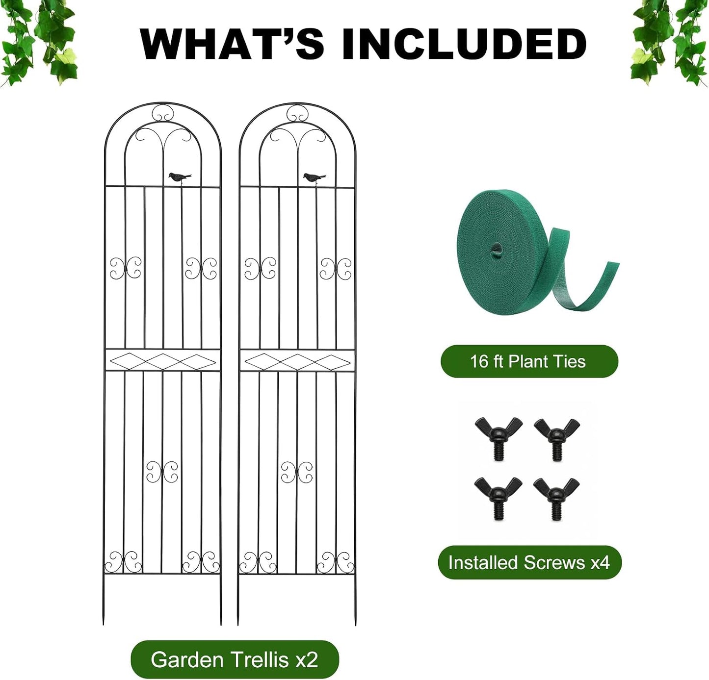 2 Pack 86.7" H x 19.7" W Metal Garden Trellis with Black Coating, Wire Lattice Grid Panel for Climbing Plants Outdoor