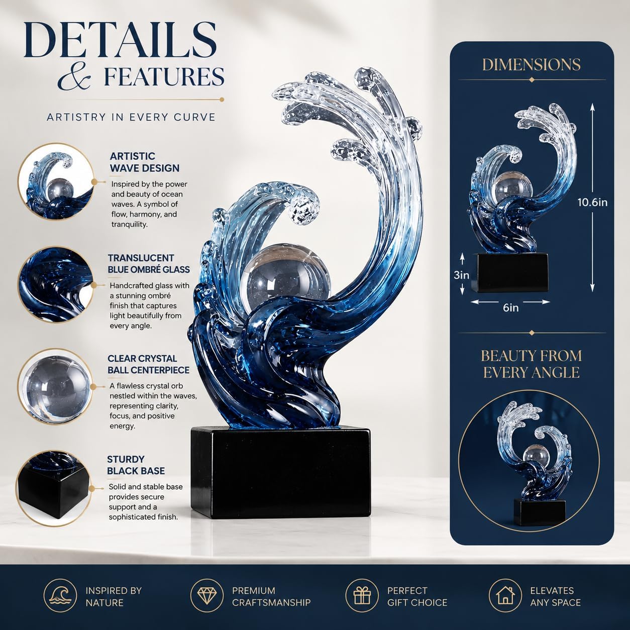 Modern Abstract Decorative Wave Statue / Blue