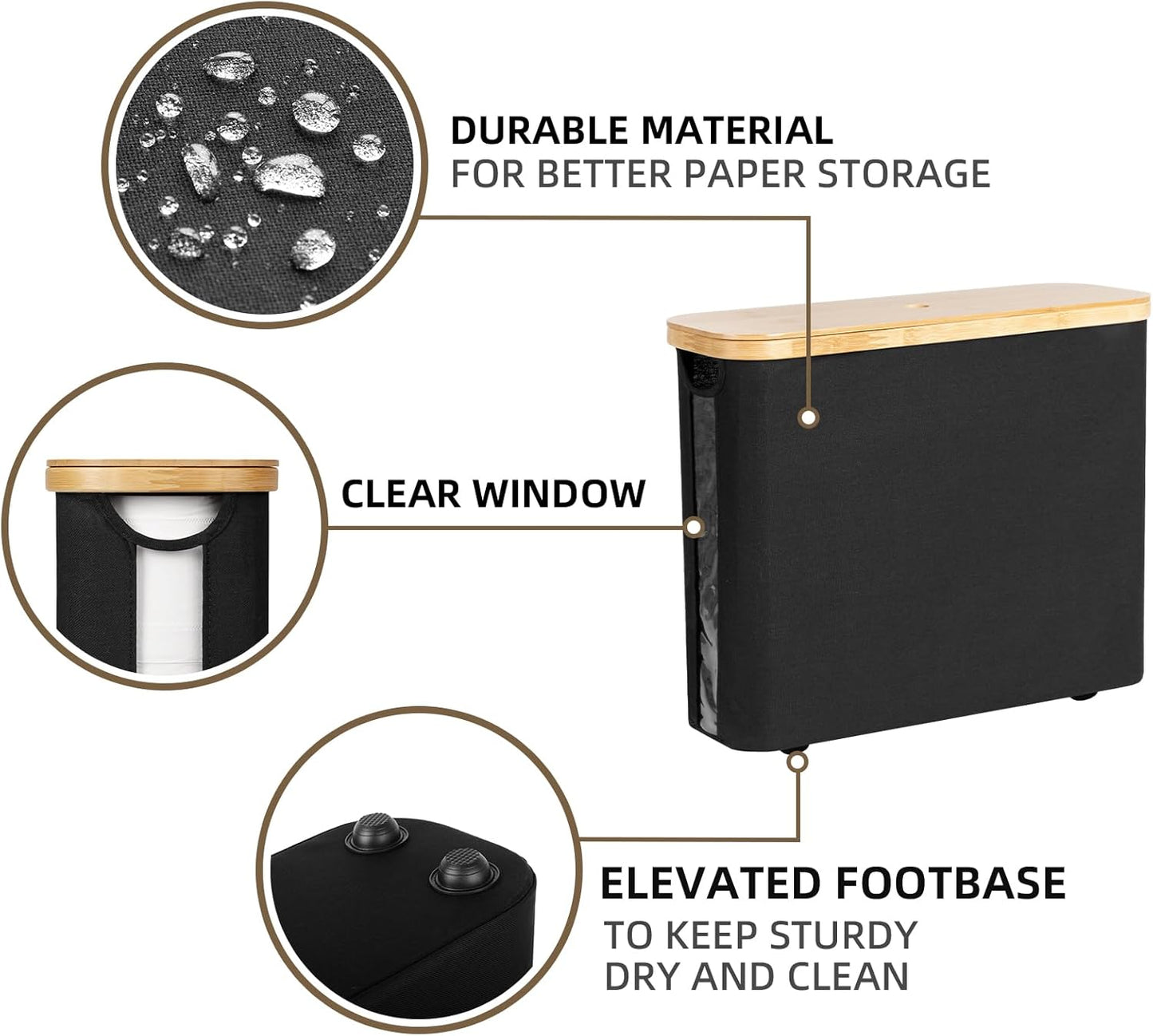 StorageWorks Toilet Paper Storage Basket, Papers Container with Bamboo Lid, Medium Toilets Holder for Up to 9 Mega