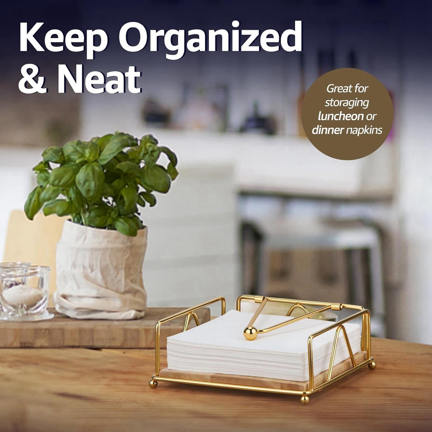 Modern Cast Iron Napkin Holder / Gold