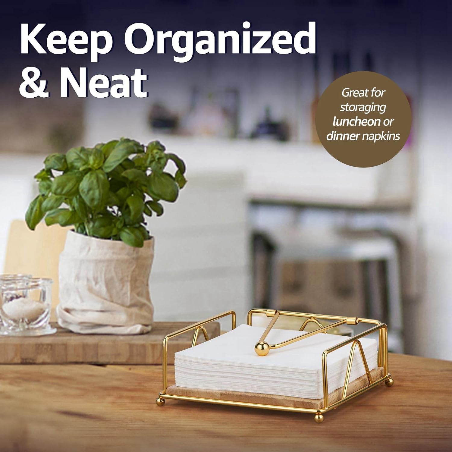 Modern Cast Iron Napkin Holder / Gold