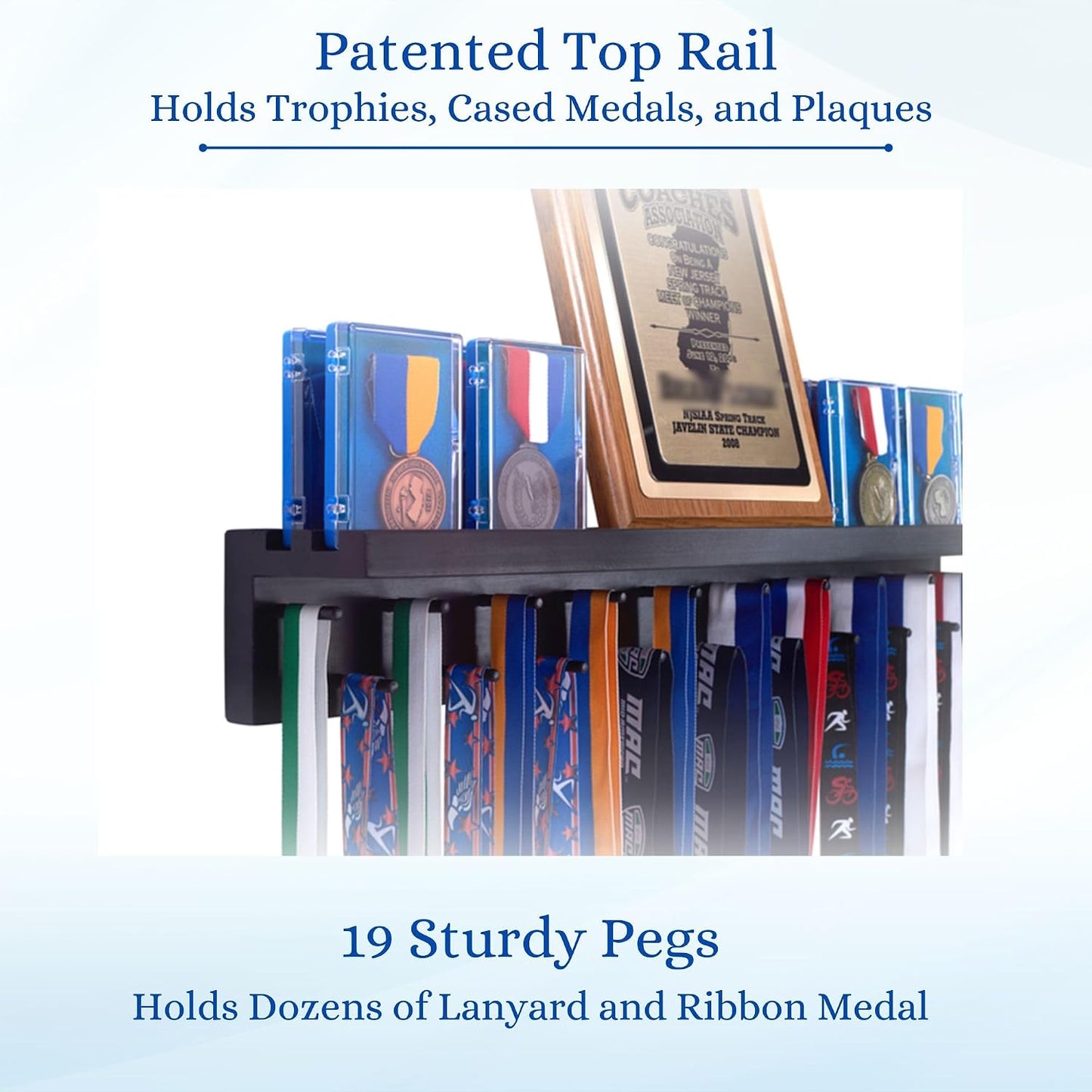 Premier Medal Hanger Display Rack and Trophy Shelf for Gymnastics, Soccer, Basketball, Football, and More – 2, ft