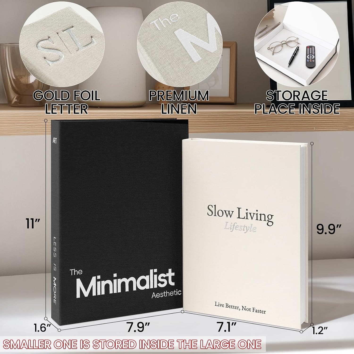 Minimalist Decorative Books / Black-white / Set of 2