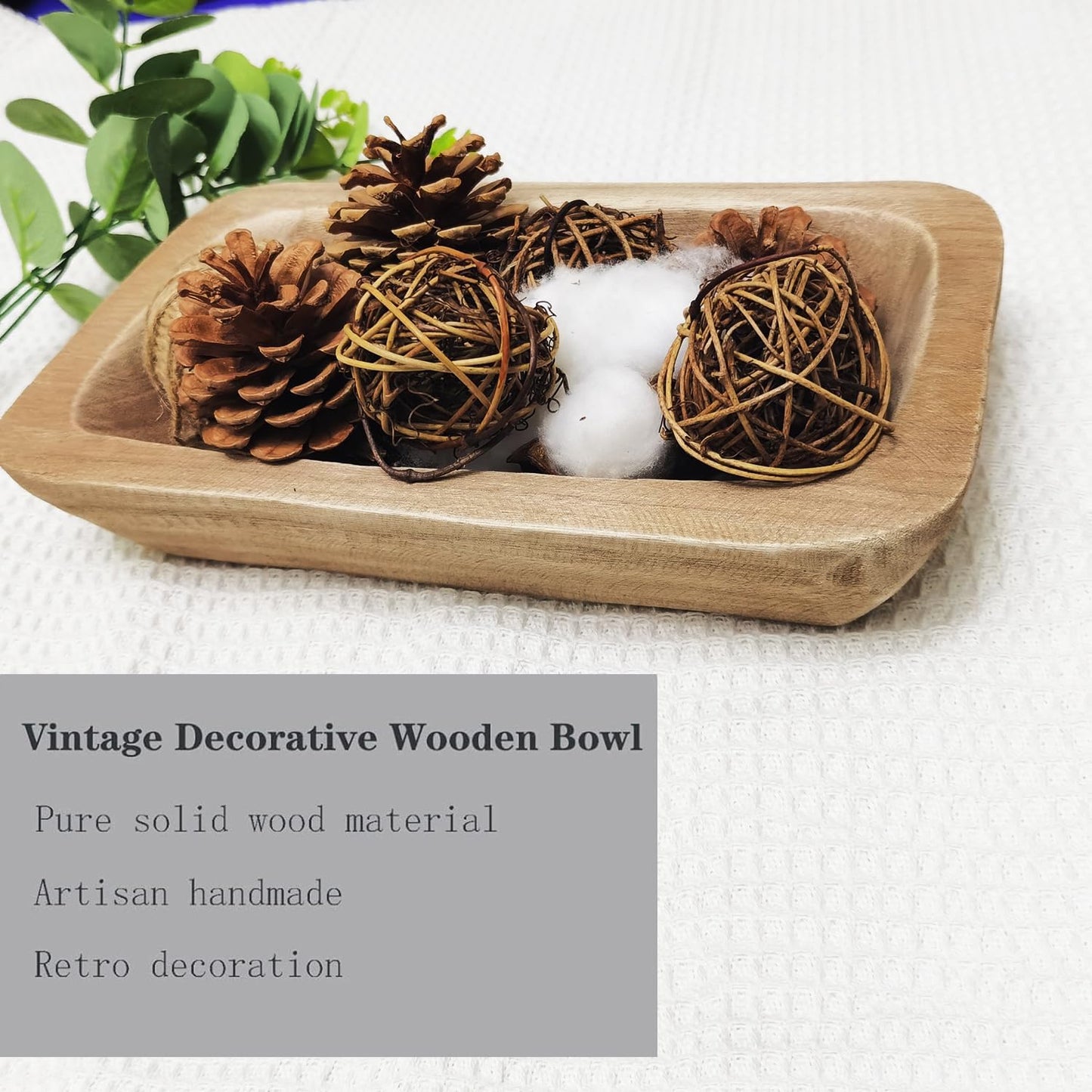 Wooden Dough Bowl Decor / 10inch Brown